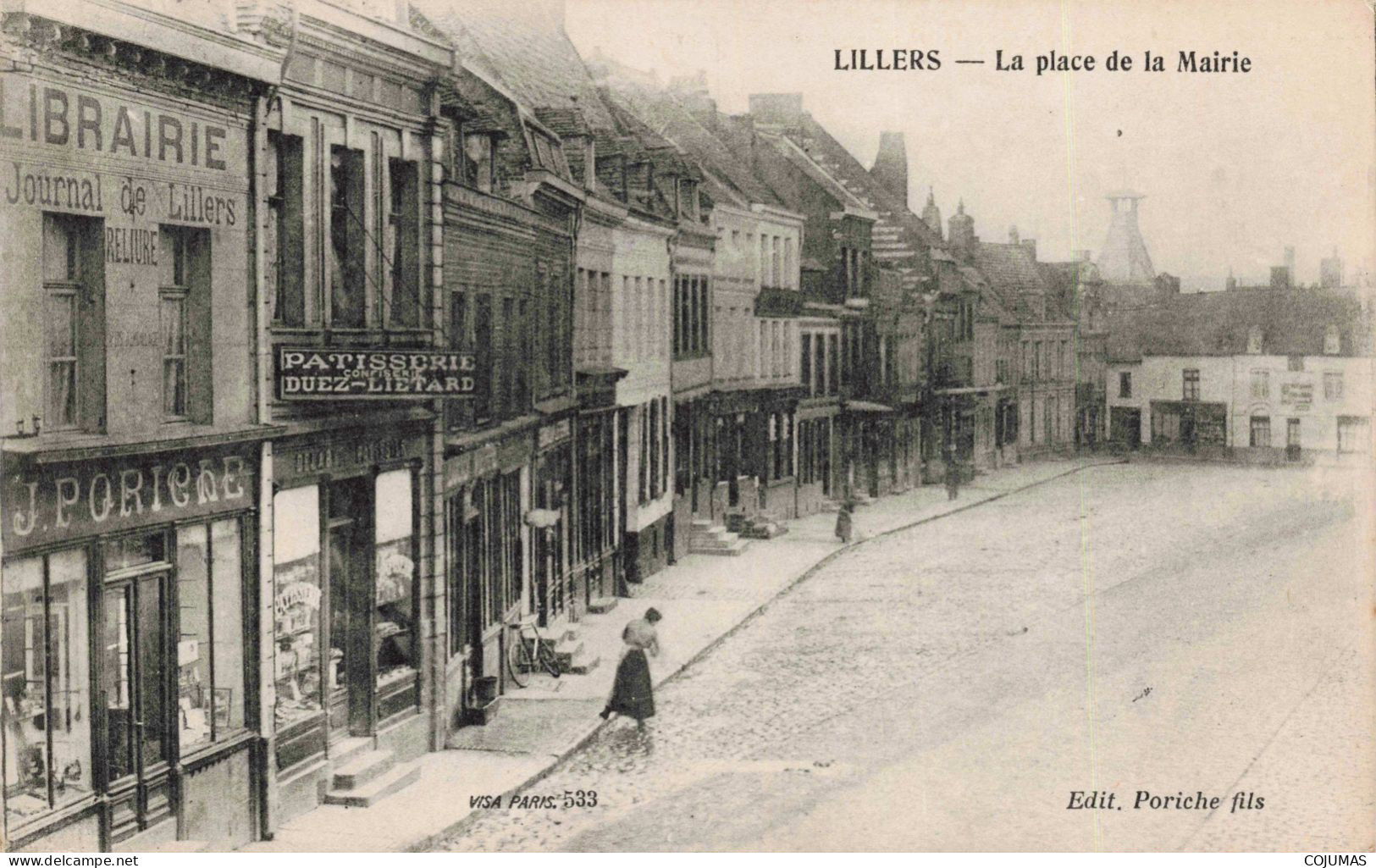 62 - LILLERS - S13134 - La Place De La Mairie - Librairie Poriche - Pâtisserie Duez Lietard - L1 - Lillers