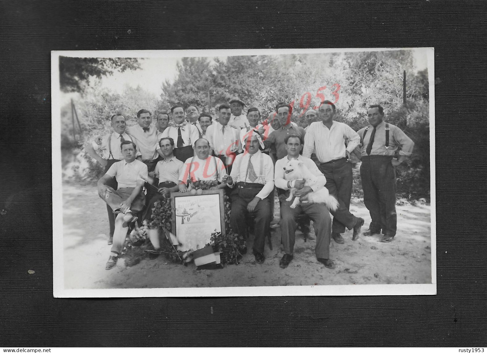 SPORT PETANQUE CARTE PHOTO GROUPE DE BOULISTES ( BOULISTE ) LEI DESCALADAIRE DE SAINT GABRIEL  & CHIEN : - Bowls - Pétanque