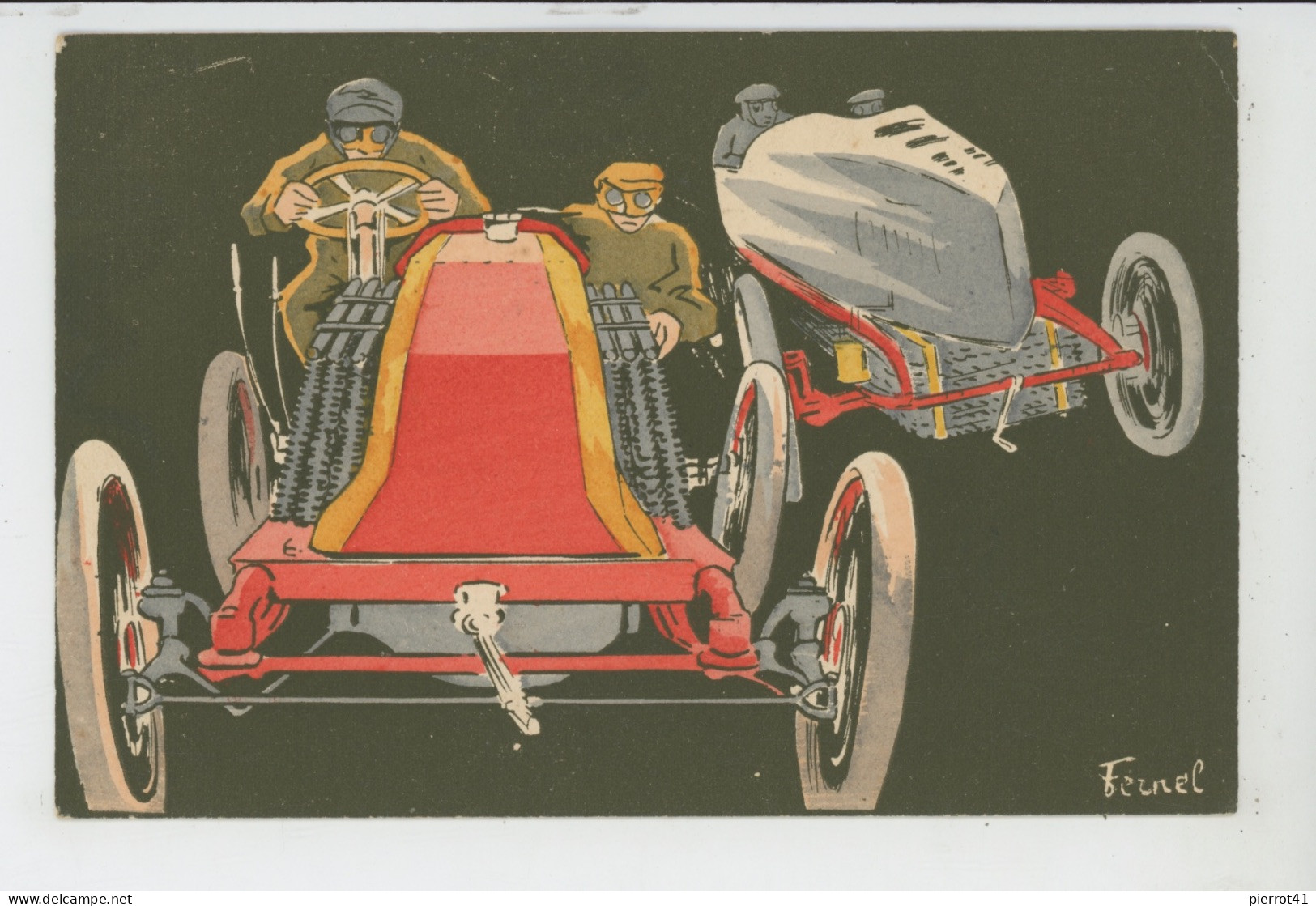 Illustrateur FERNEL - AUTOMOBILES - Jolie Carte Fantaisie COURSE AUTOMOBILE - Fernel