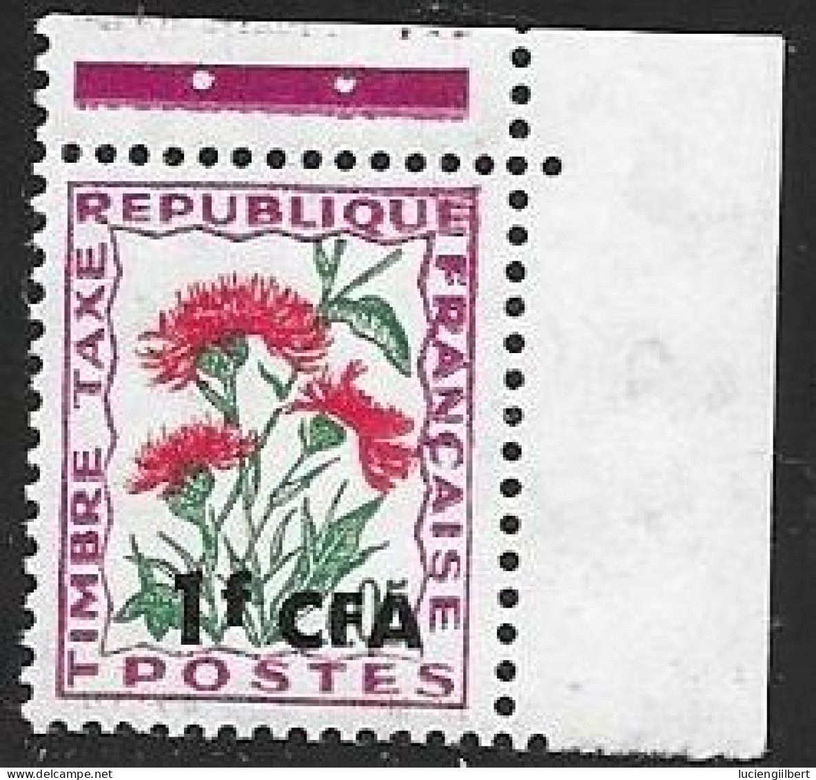 REUNION  - TAXE CFA  -  TIMBRE N° 48     -  FLEUR DES CHAMPS   -  AVEC BORD DE FEUILLE   -   NEUF  -  1962 / 1964 - Timbres-taxe