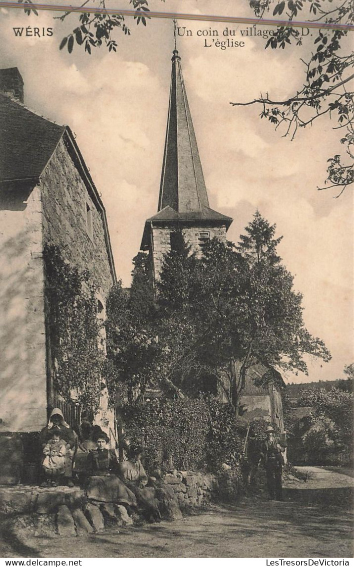 Belgique - Weris - Un Coin Du Village - L'église - Animé - Clocher -  Carte Postale Ancienne - Durbuy