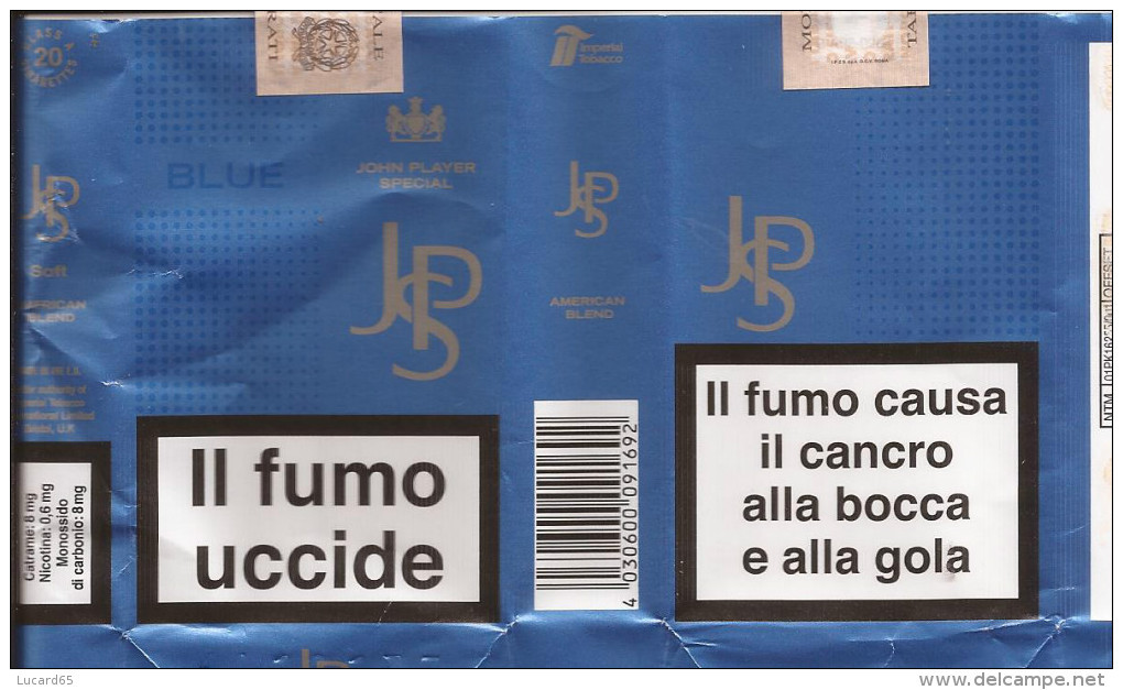 TABACCO - COLLECTORS -  JPS BLUE - JOHN PLAYER SPECIAL EMPTY SOFT PACK ITALY - - Cajas Para Tabaco (vacios)