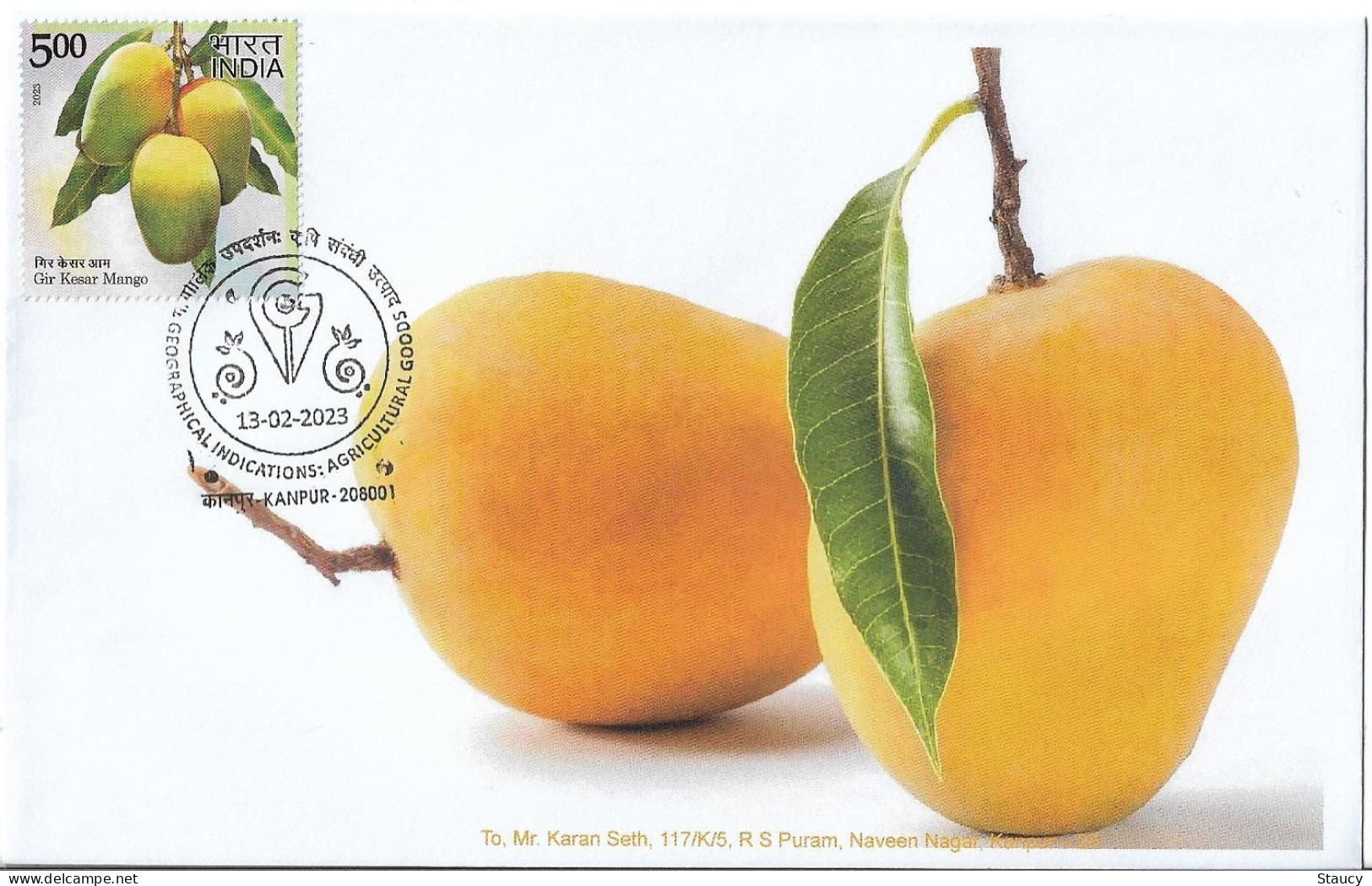 India 2023 GI Geological Indications: Agricultural Goods - Gir Kesar Mango, Special FDC Kanpur Cancelled As Scan - Agriculture