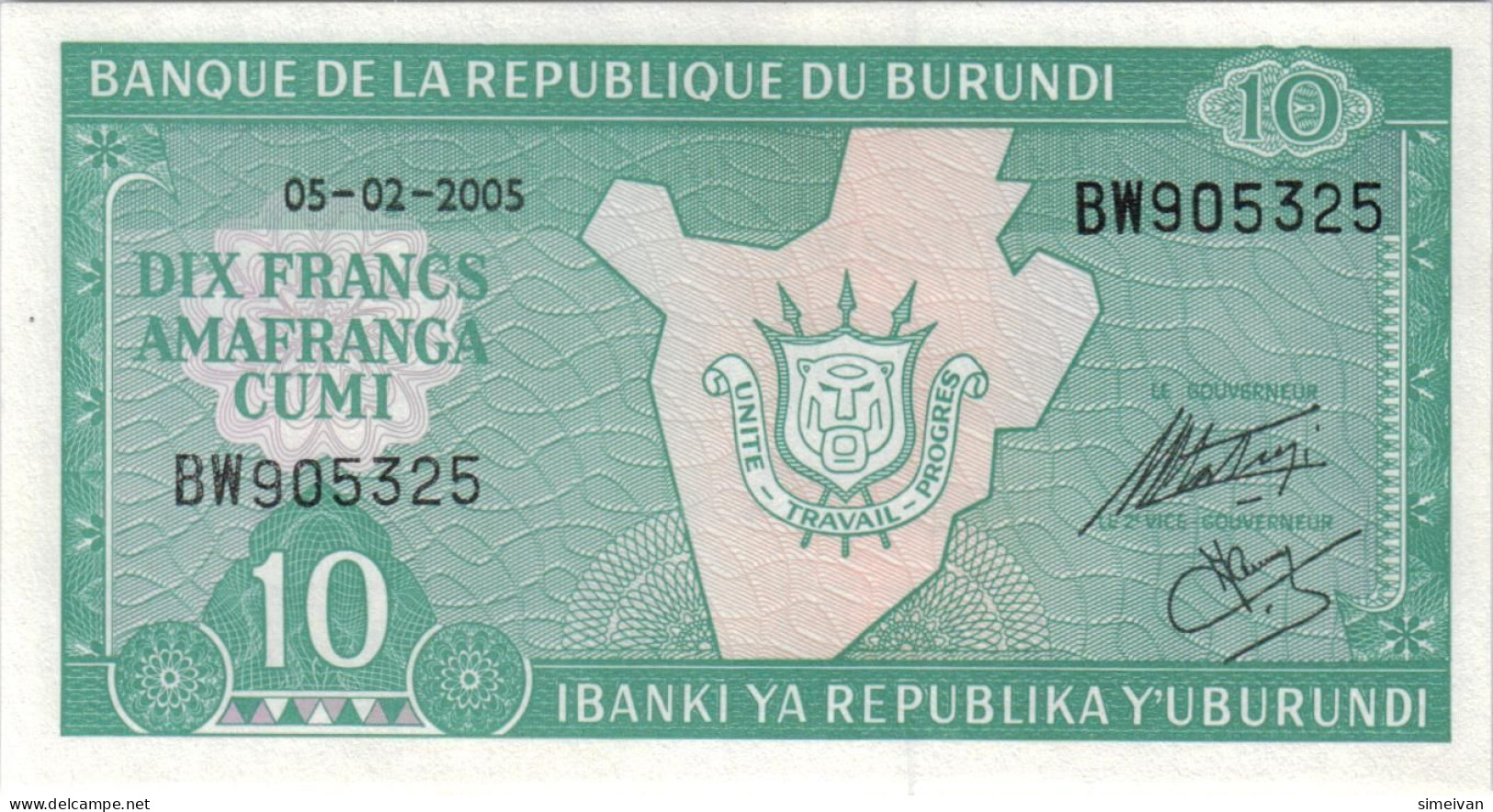 Burundi 10 Francs 2005 P-33e UNC  #4802 - Burundi