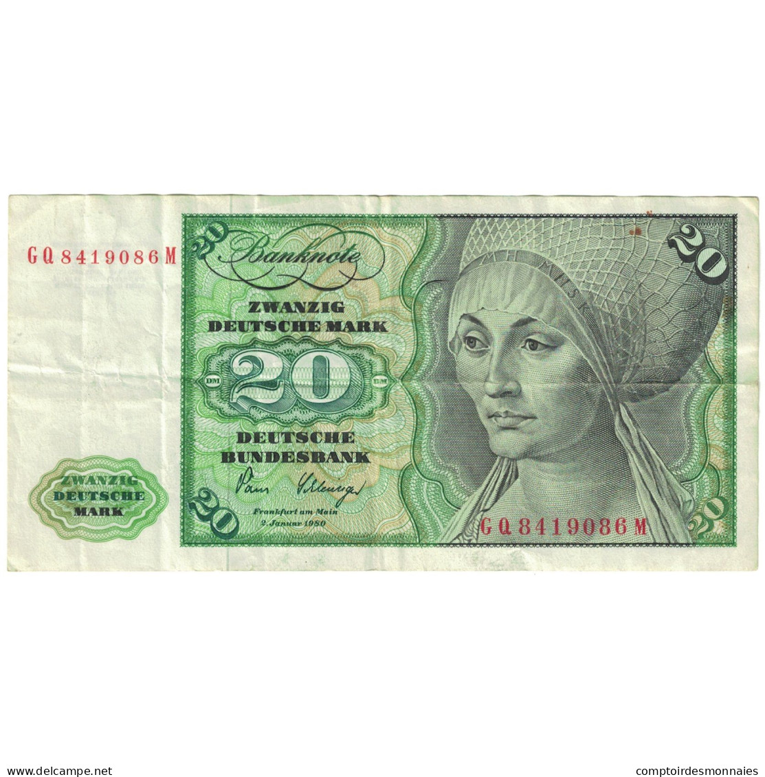 Billet, République Fédérale Allemande, 20 Deutsche Mark, 1980-01-02, KM:32d - 20 Deutsche Mark