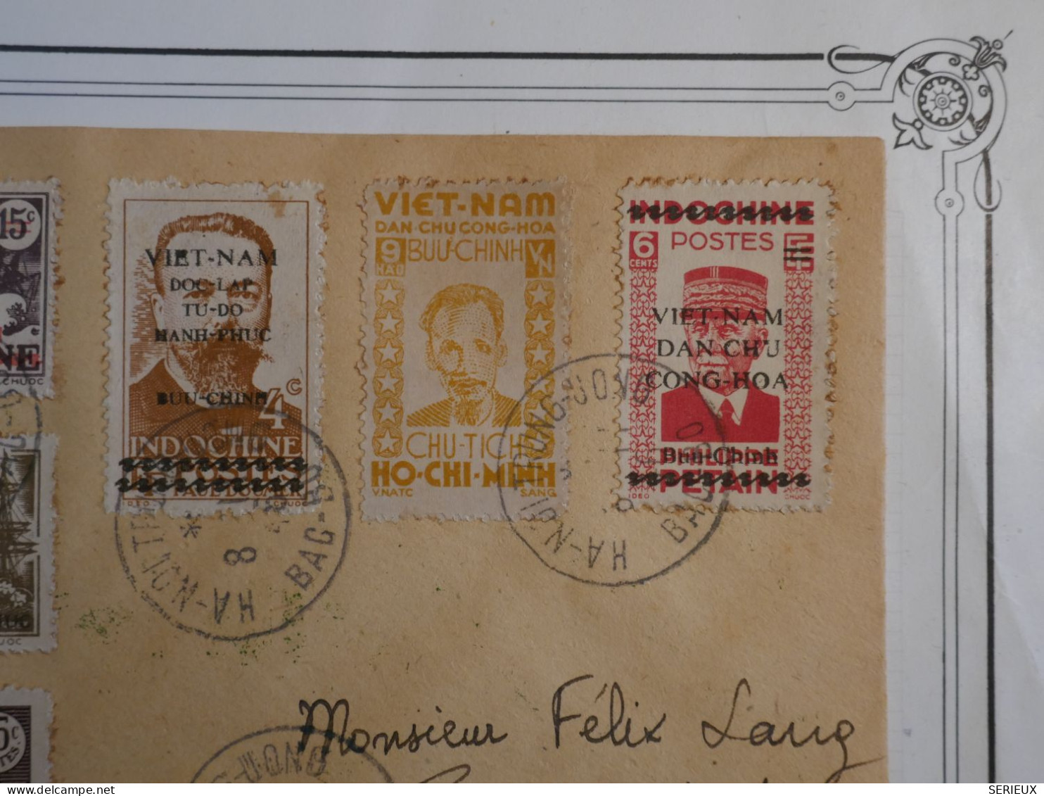 C  INDO CHINA  BELLE  LETTRE RRR 1946 HA -NOI -TRONG +SURCHARGES + AFFRANCH. PLAISANT - Cartas & Documentos