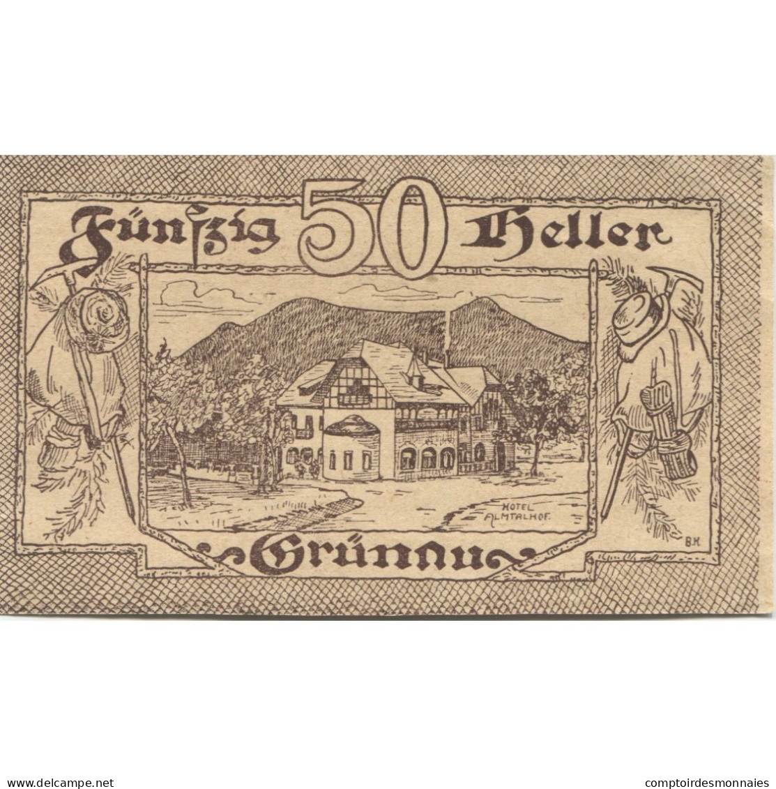 Billet, Autriche, Grünau, 50 Heller, Manoir, 1920 SPL, Mehl:FS 300a - Autriche