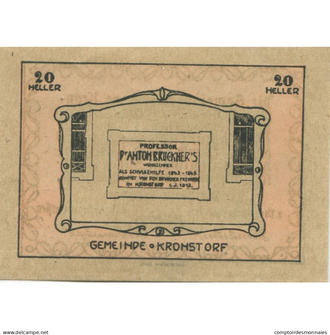 Billet, Autriche, Kronstorf, 20 Heller, Texte 1920-12-31, SPL Mehl:FS 486a - Autriche