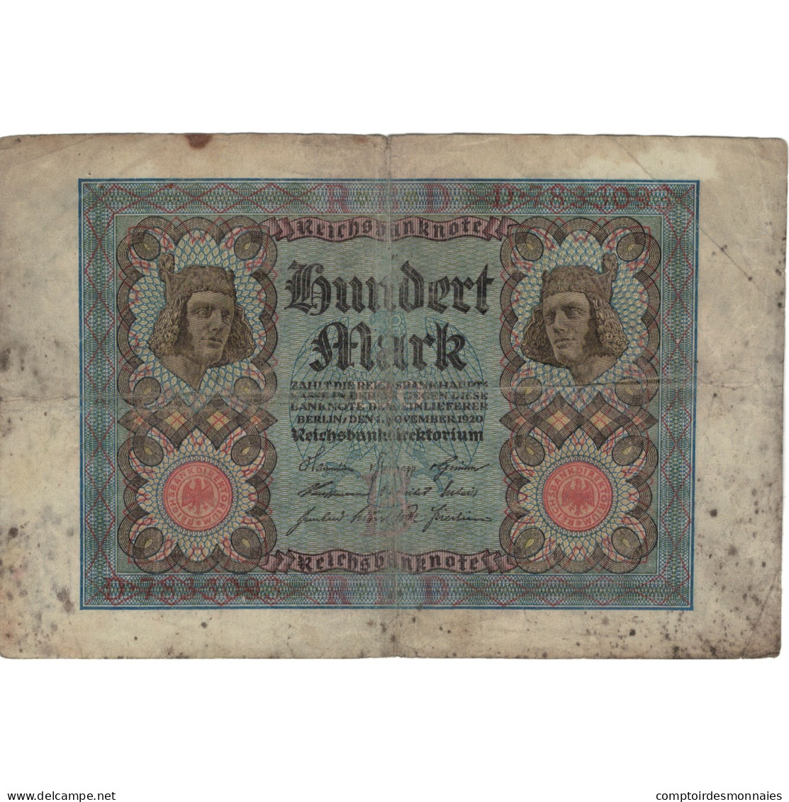 Billet, Allemagne, 100 Mark, 1920-11-01, KM:69b, B+ - 100 Mark