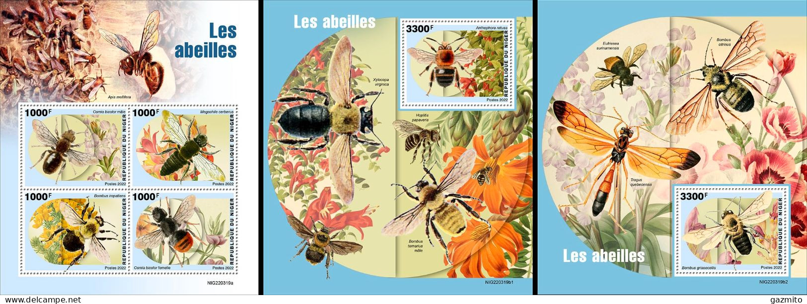 Niger 2022, Animals, Bees, 4val In BF+2BF - Abeilles