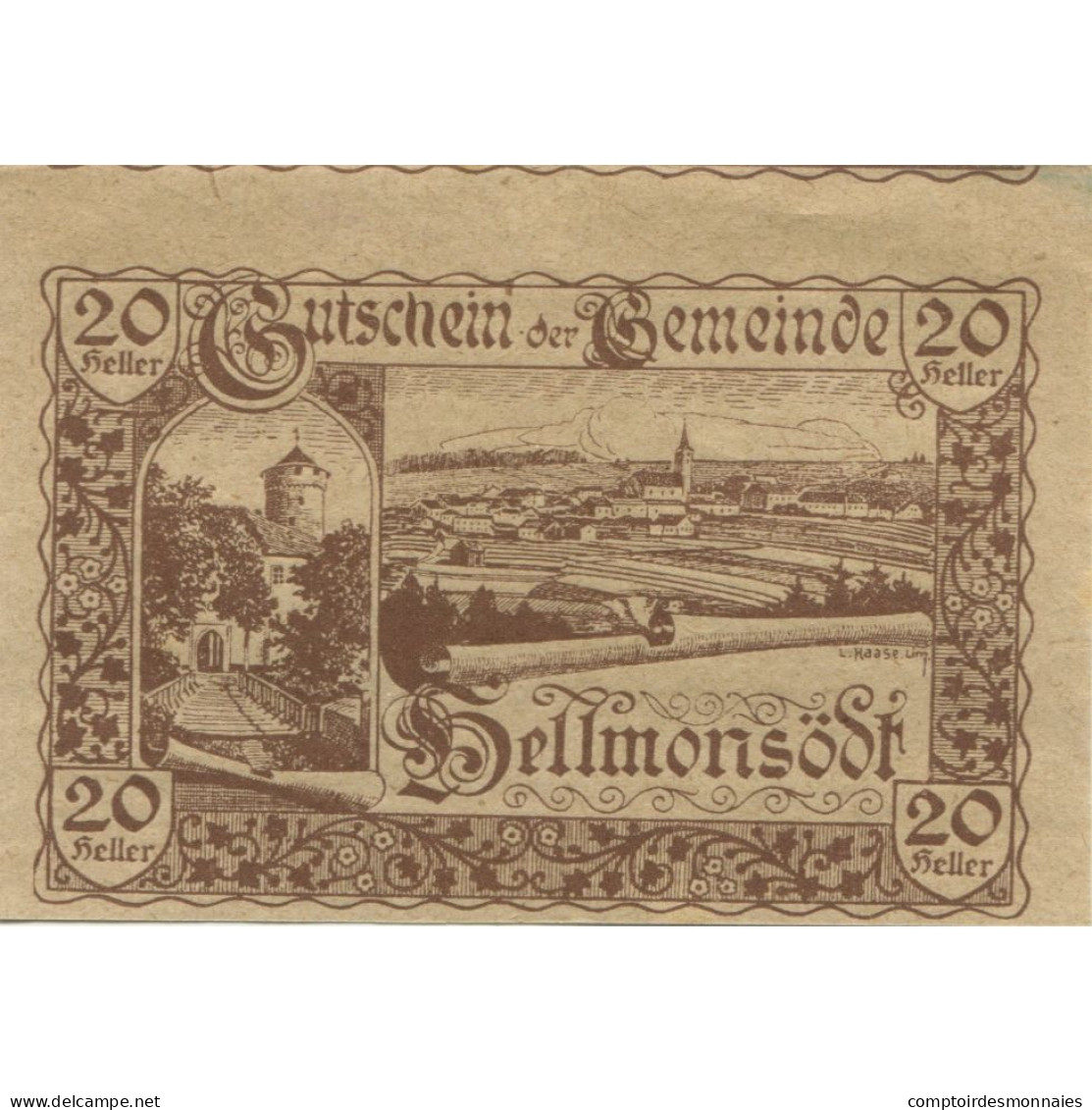 Billet, Autriche, Hellmonsodt, 20 Heller, Paysage, 1920, SPL, Mehl:FS 364 - Autriche