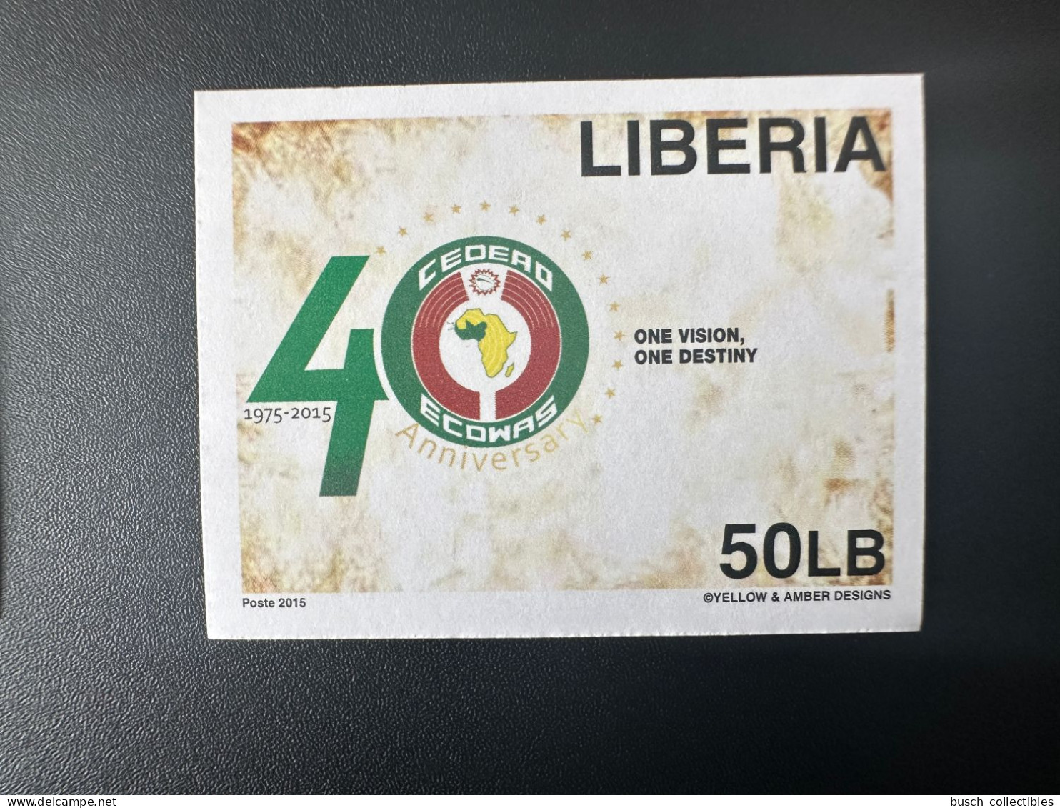 Liberia 2015 ND Imperf Emission Commune Joint Issue CEDEAO ECOWAS 40 Ans 40 Years - Emissioni Congiunte