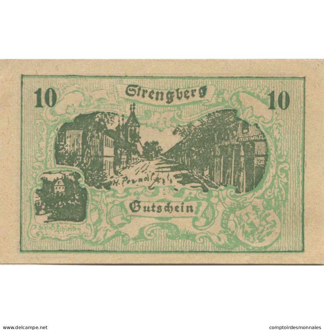 Billet, Autriche, Strengberg, 10 Heller, Eglise 1920-12-31, SPL, Mehl:FS 1049b - Autriche