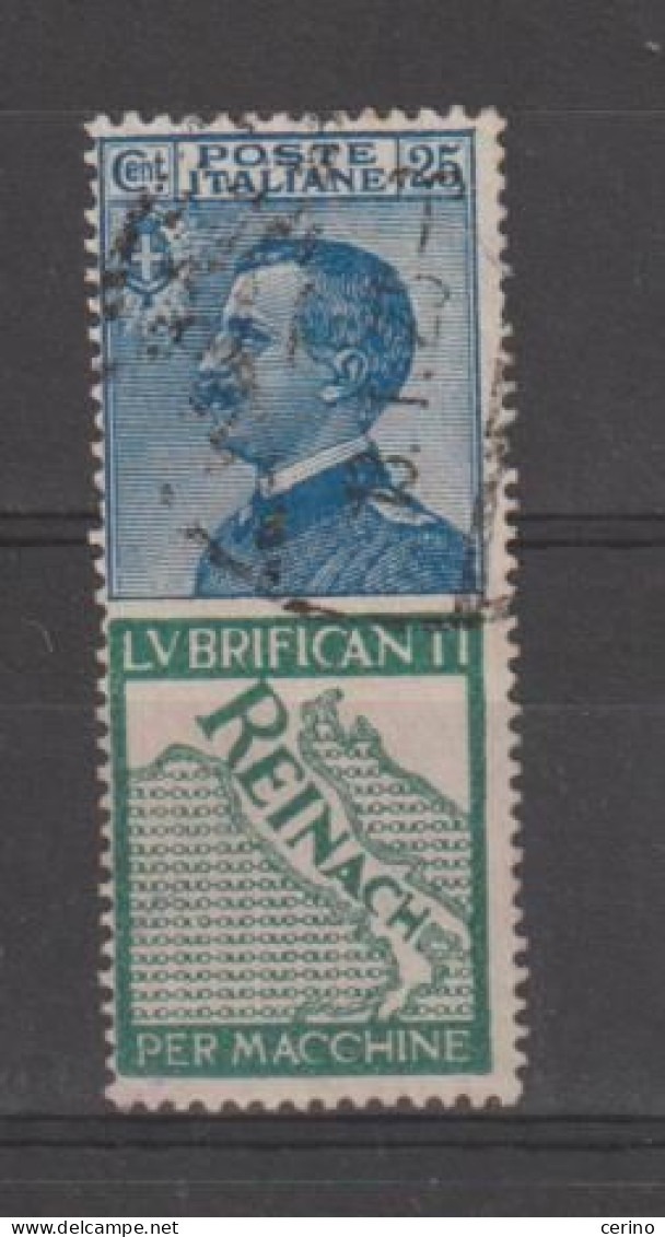 REGNO:  1924/25  PUBBLICITARI  -  25 C. REINACH  AZZURRO  E  VERDE  US. -  SASS. 7 - Reklame