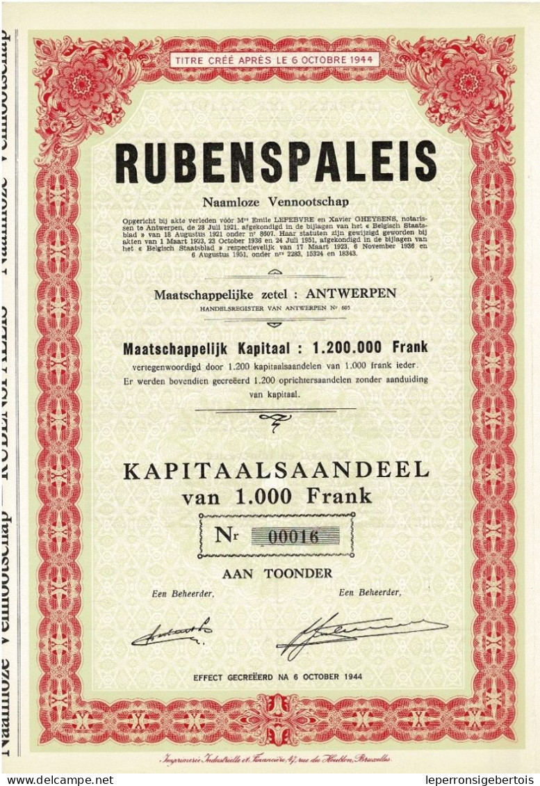 - Titel Van 1951 - Rubenspaleis - - Tourisme