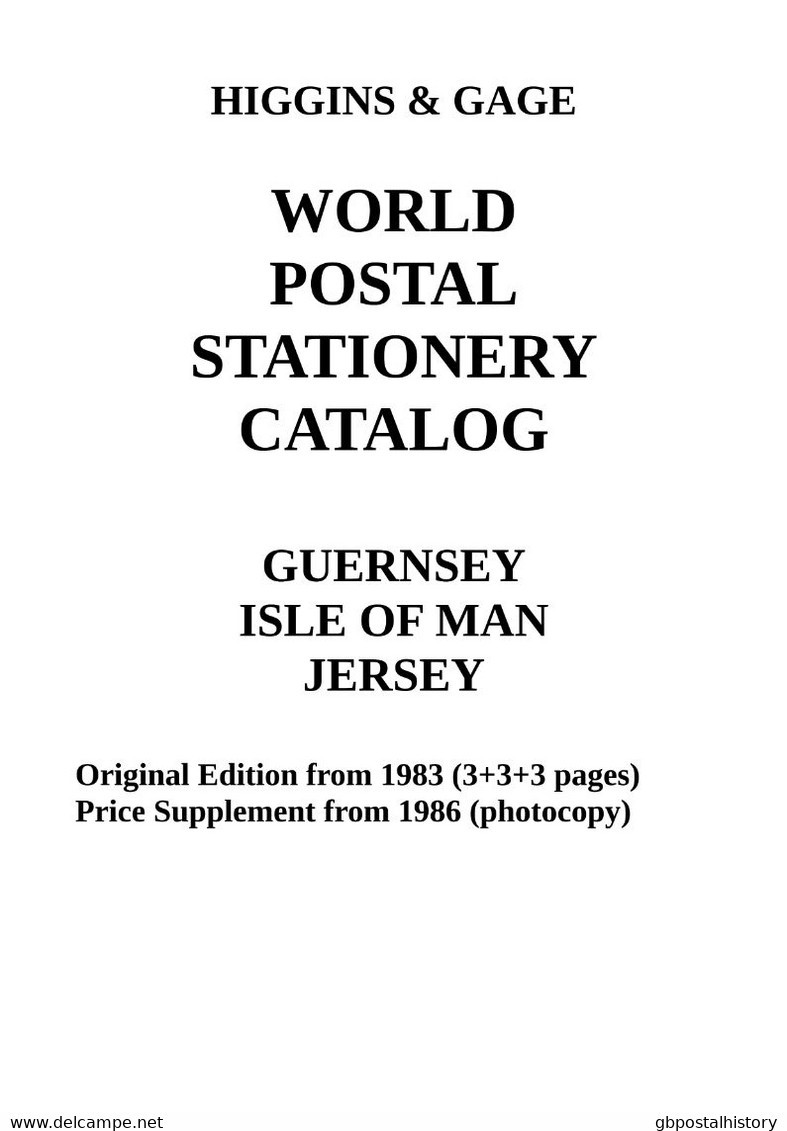 Higgins & Gage WORLD POSTAL STATIONERY CATALOG GB: GUERNSEY, ISLE OF MAN, JERSEY (PDF-File) - Gran Bretagna