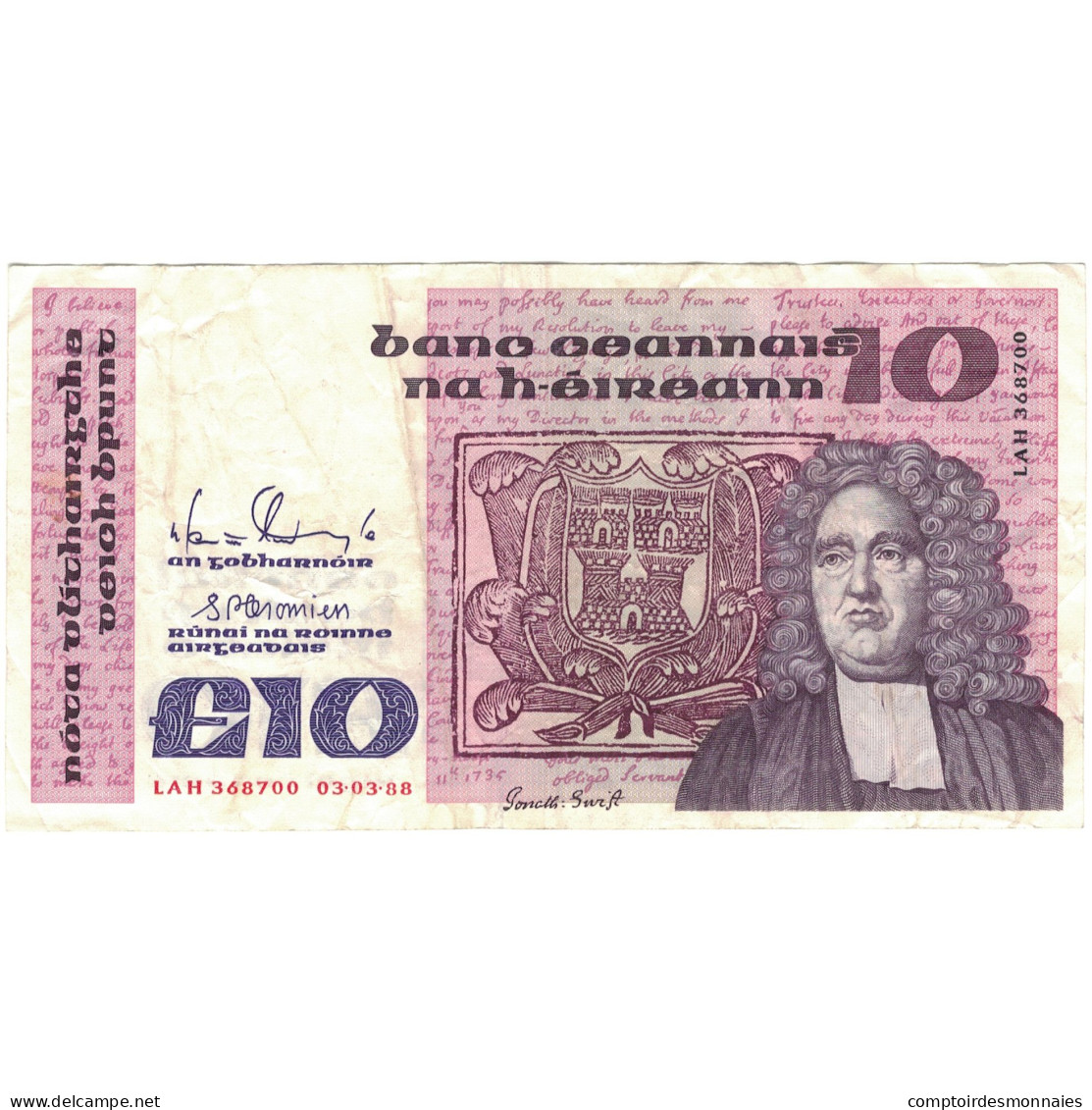 Billet, Ireland - Republic, 10 Pounds, 1988, 1988-02-01, KM:72c, TTB - Irland