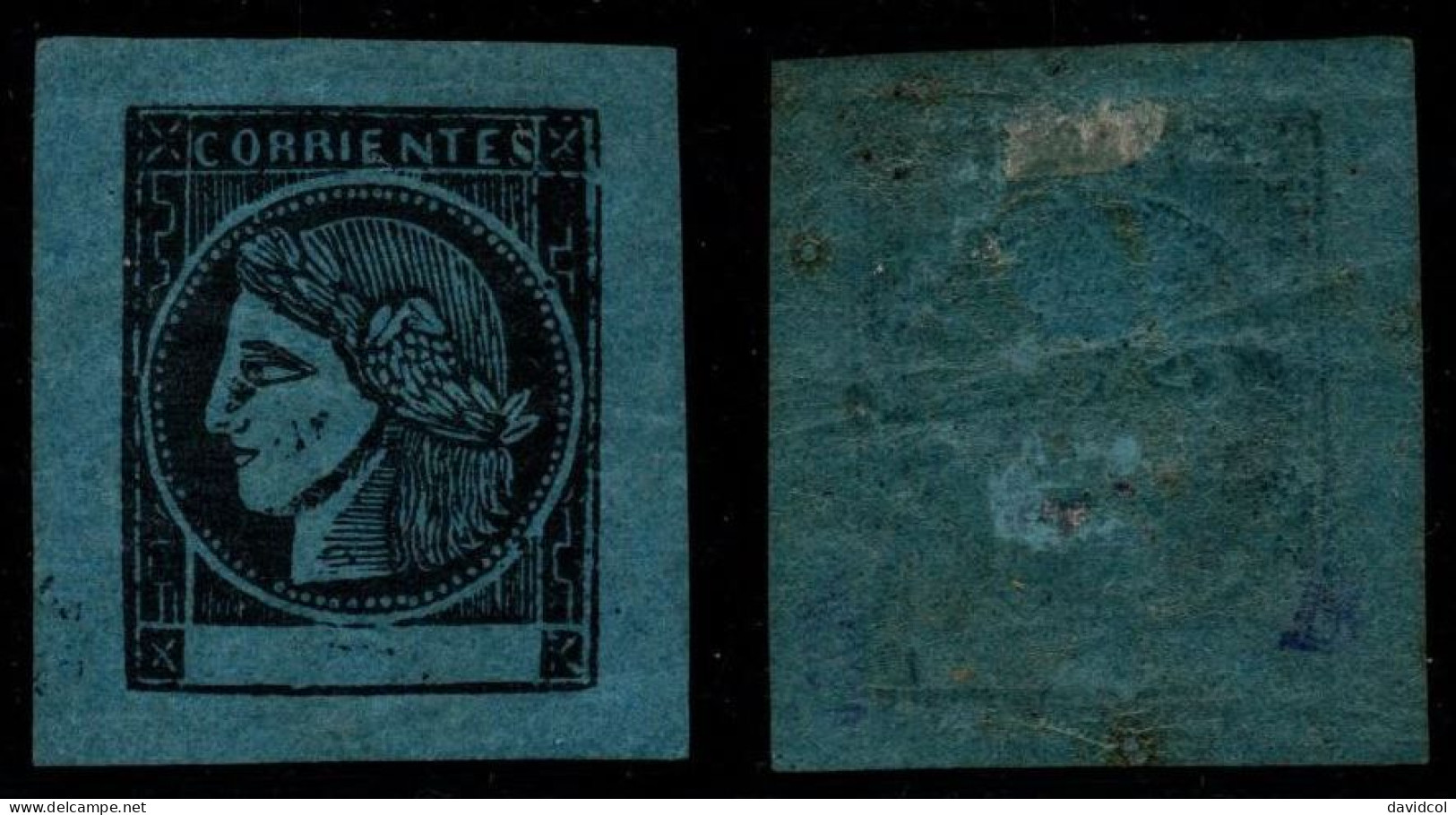 2483A - ARGENTINA/CORRIENTES - 1860-1878 - SC#: 3 - MH - EXPERTIZED MARK AT BACK. - Corrientes (1856-1880)