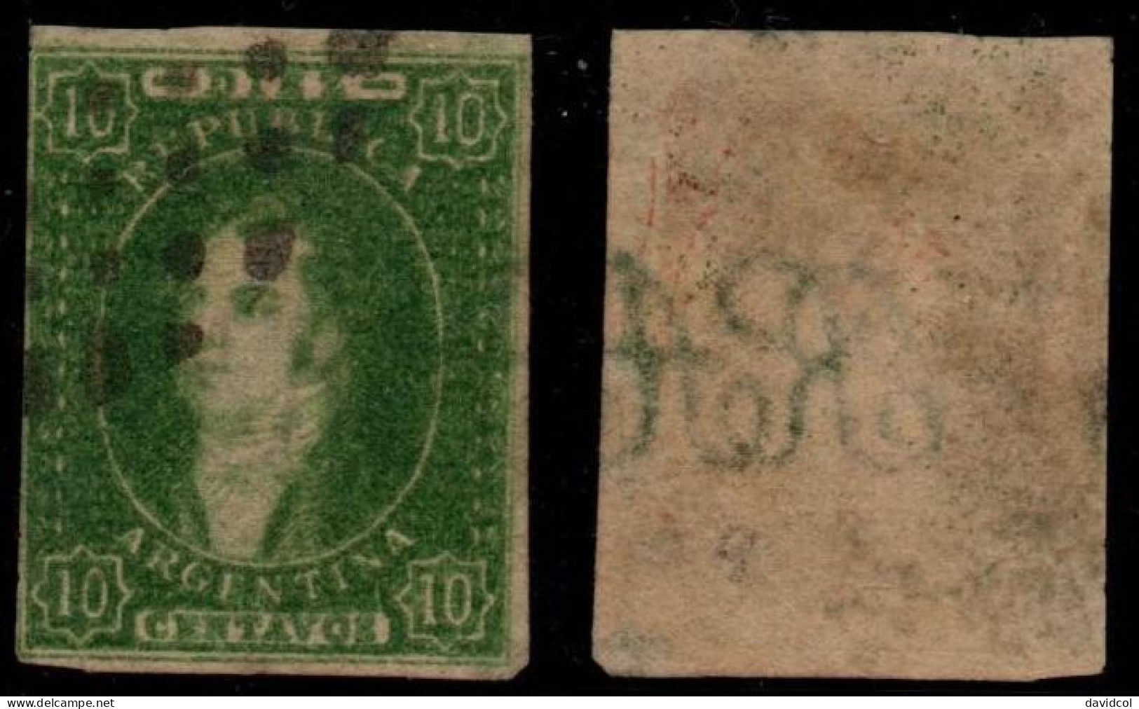 2483D - ARGENTINA - 1864-1867 - SC#: 9 - USED - IMPERFORATE- SOLD AS IS - Gebruikt