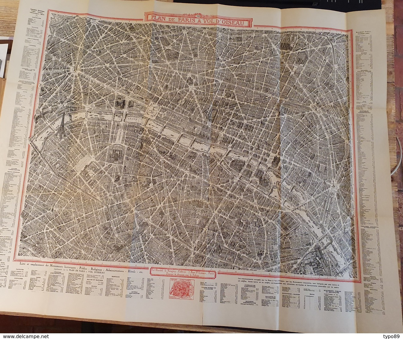 221 - E - Paris à Vol D'Oiseau - Blondel La Rougery - 1925 - Dressé Et Dessiné Par Georges Peltier - Maps/Atlas