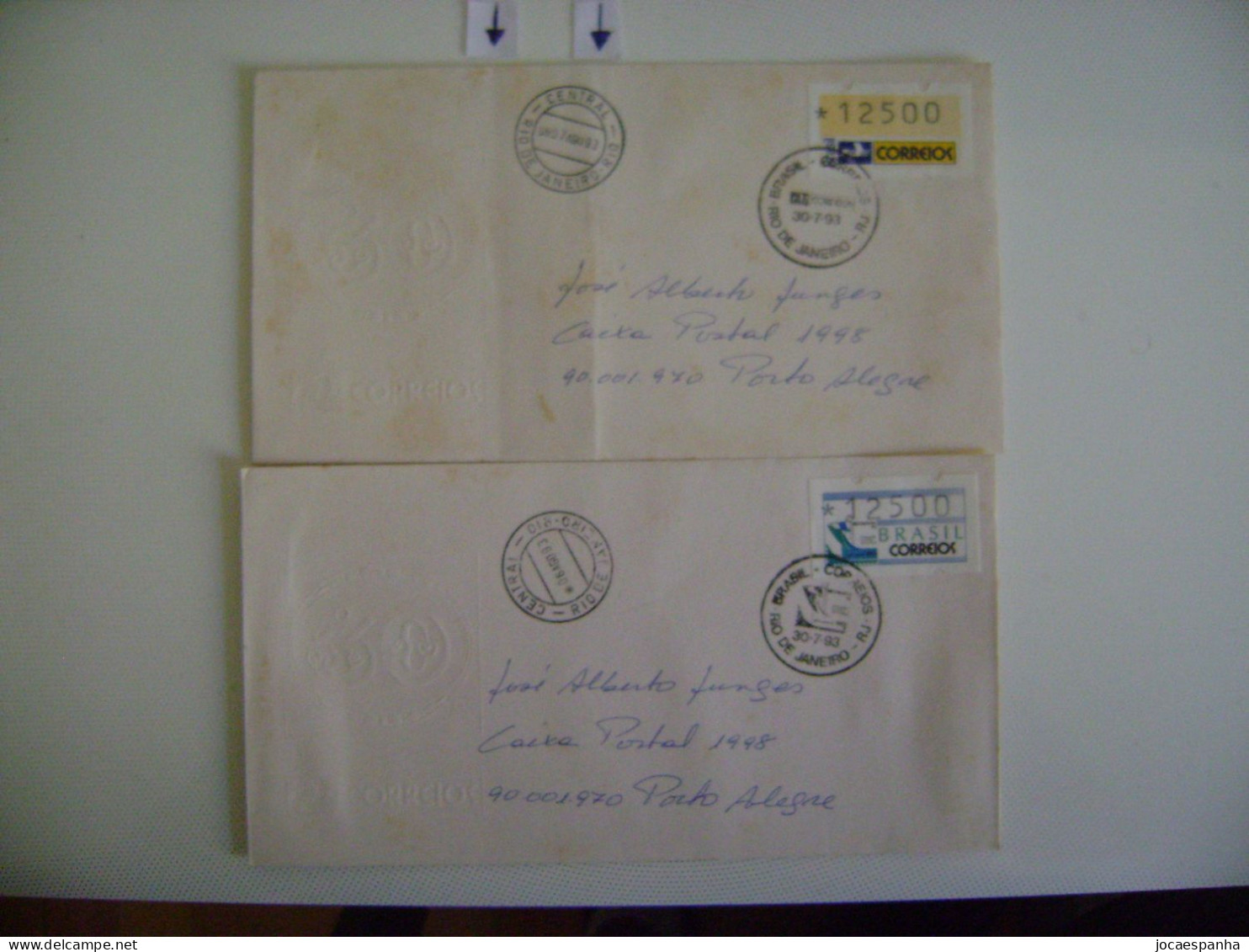 BRAZIL / BRASIL  - FOUR ENVELOPES CIRCULATED WITH AUTOMATED STAMPS IN 1993 IN THE STATE - Automatenmarken (Frama)