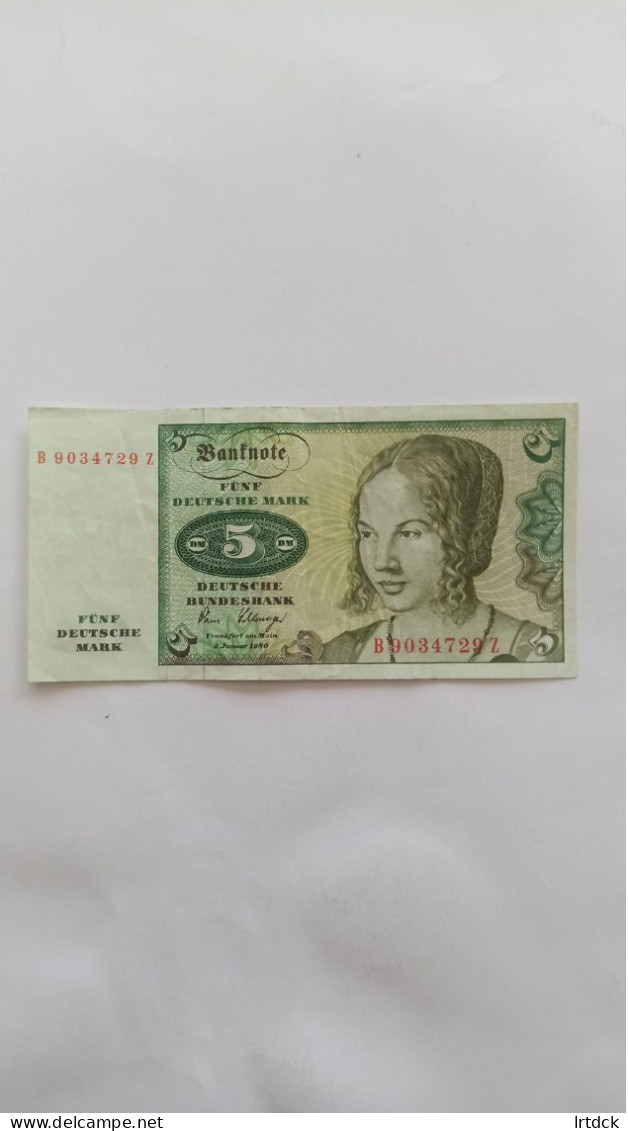 Billet 5 DM 1980 - 5 Deutsche Mark
