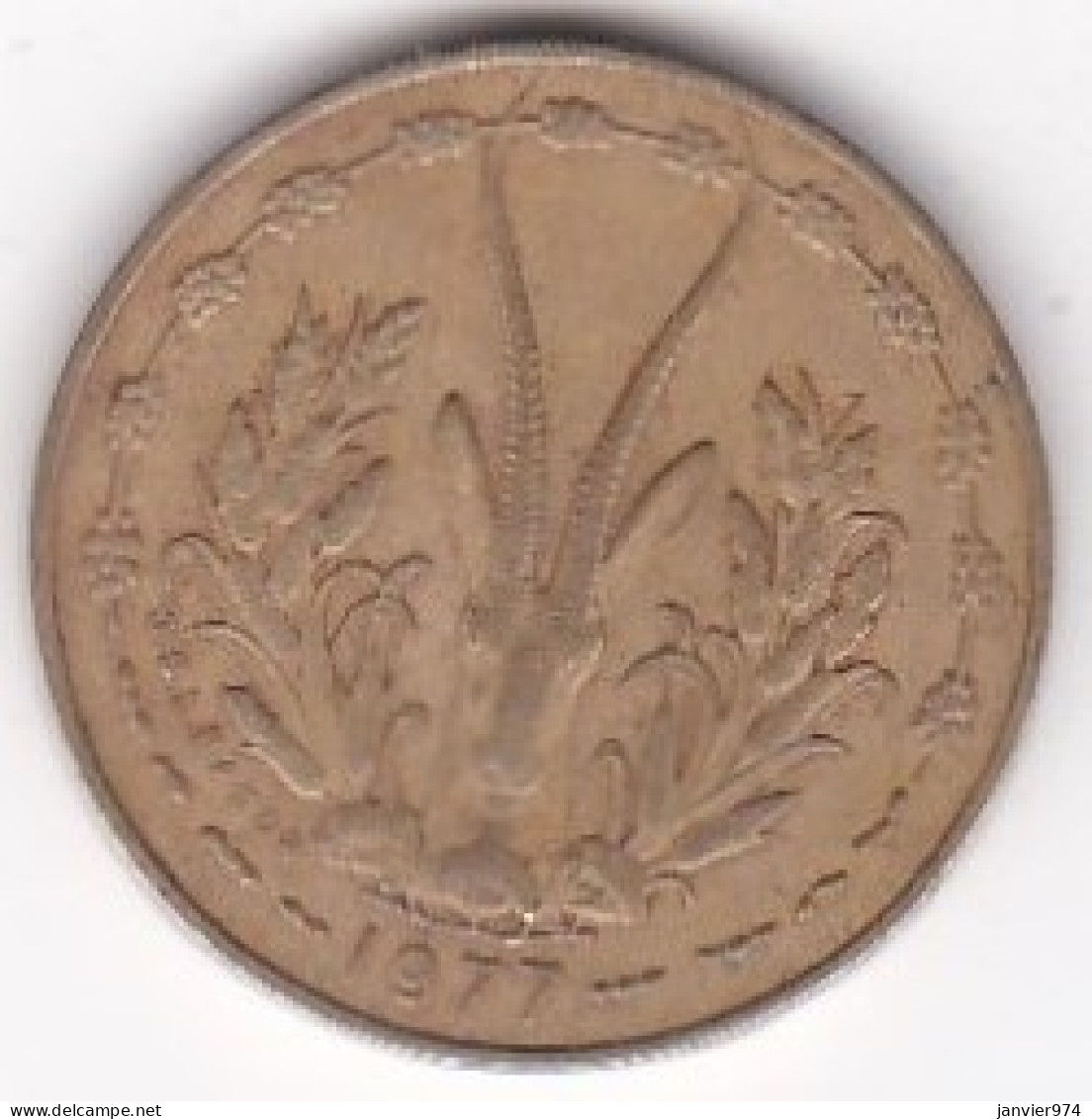 États De L'Afrique De L'Ouest 5 Francs 1977 , En Bronze Nickel Aluminium, KM# 2a - Andere - Afrika