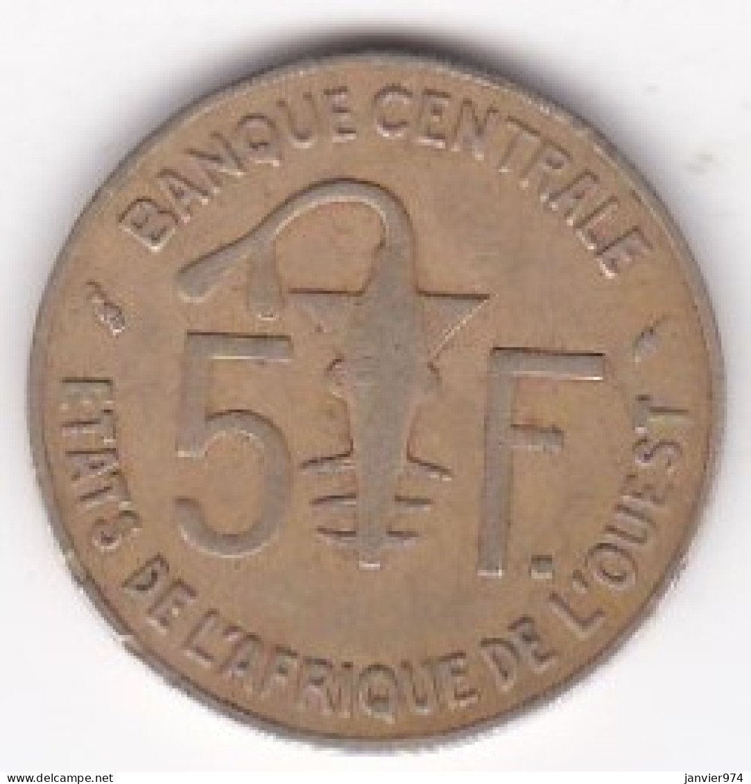 États De L'Afrique De L'Ouest 5 Francs 1977 , En Bronze Nickel Aluminium, KM# 2a - Andere - Afrika