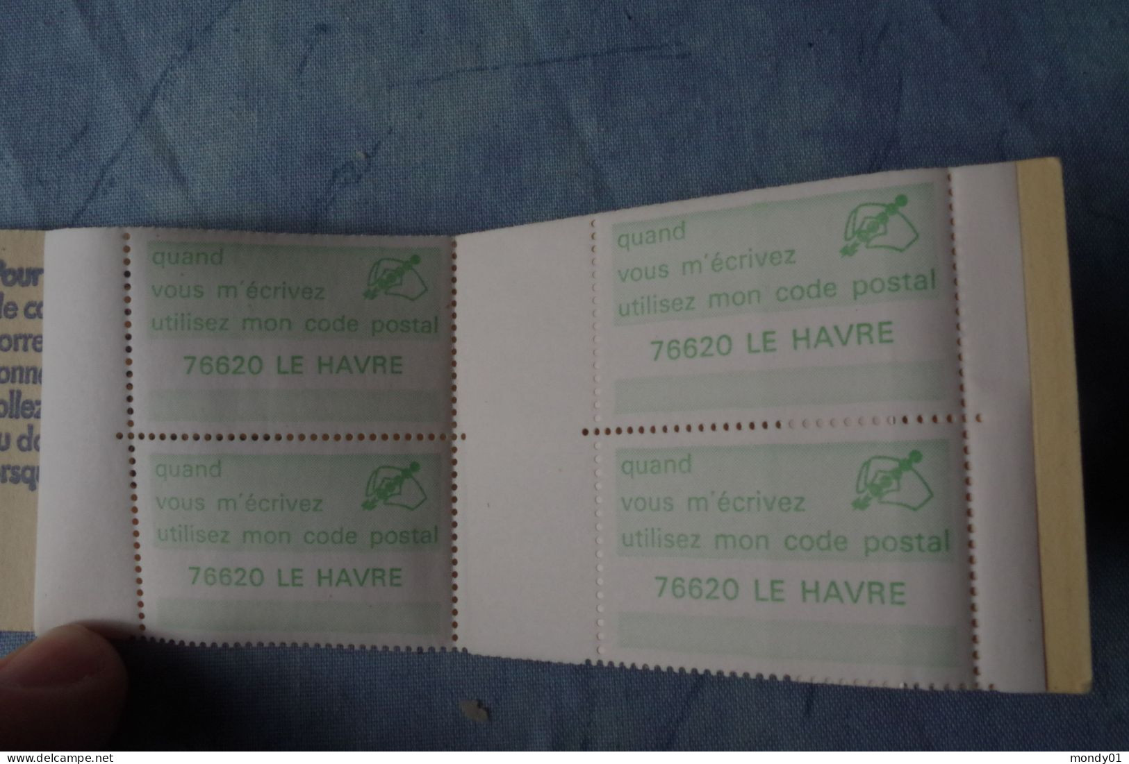 6-704  Postcode Zip Code Postal Vignette 1976  Label Carnet Le Havre 76620 4 Vignettes France Postleizahl Codego - Code Postal