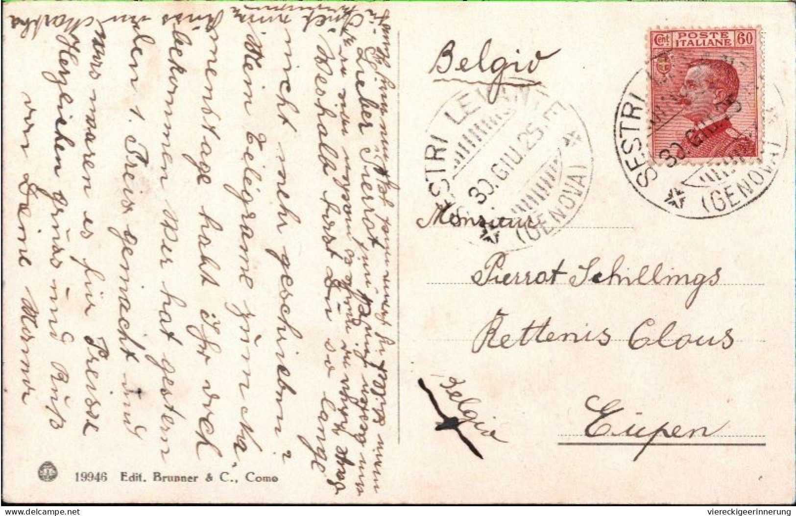 ! 1925 Alte Ansichtskarte Aus Rapallo, Italien Gelaufen Nach Eupen - Other & Unclassified