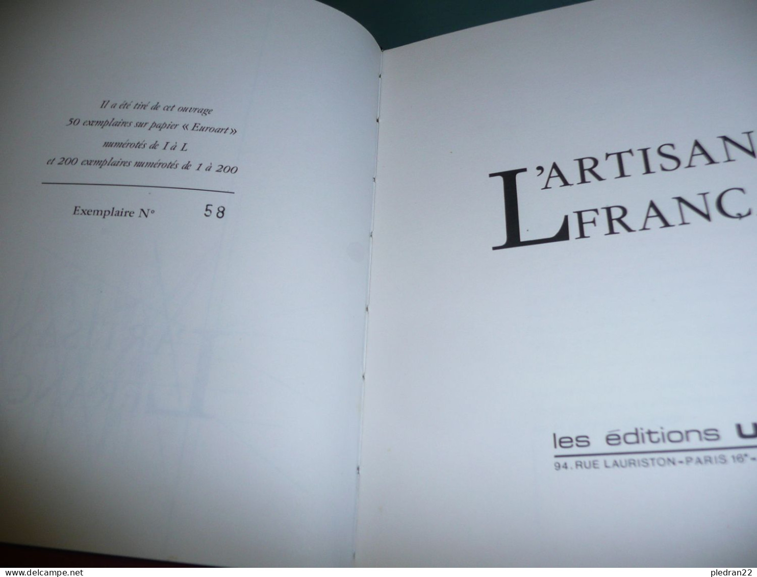 MICHEL DRANCOURT L'ARTISANAT FRANCAIS ARTISAN METIER 140 METIERS ART APPRENTIS COMPAGNONS UFAP 1971 NUMEROTE 58/200 - Encyclopedieën