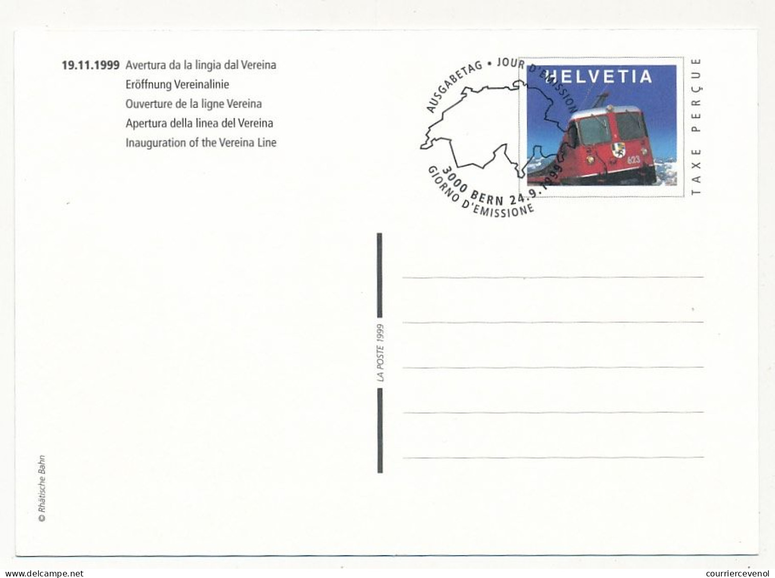 SUISSE - 2 Entiers Postaux  (CPs) - Ouverture De La Ligne Vereina (Chemin De Fer) - 1 Neuve, 1 Obl. Bern - 1er Jour - Stamped Stationery