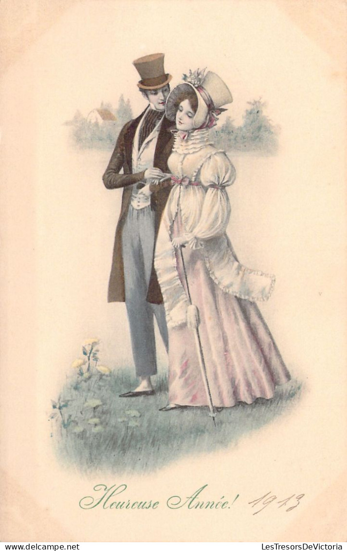 Illustrateur - Carte Viennoise - Couple En Tenue De Cérémonie Dans Le Jardin - Carte Postale Ancienne - Fotografie