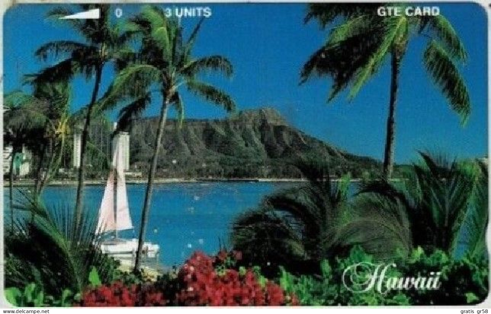 Hawaii - GTH-12, Diamond Head - Beautiful, Palm Trees & Boat, 3U, 4.000ex, 6/92, Mint - Hawaii