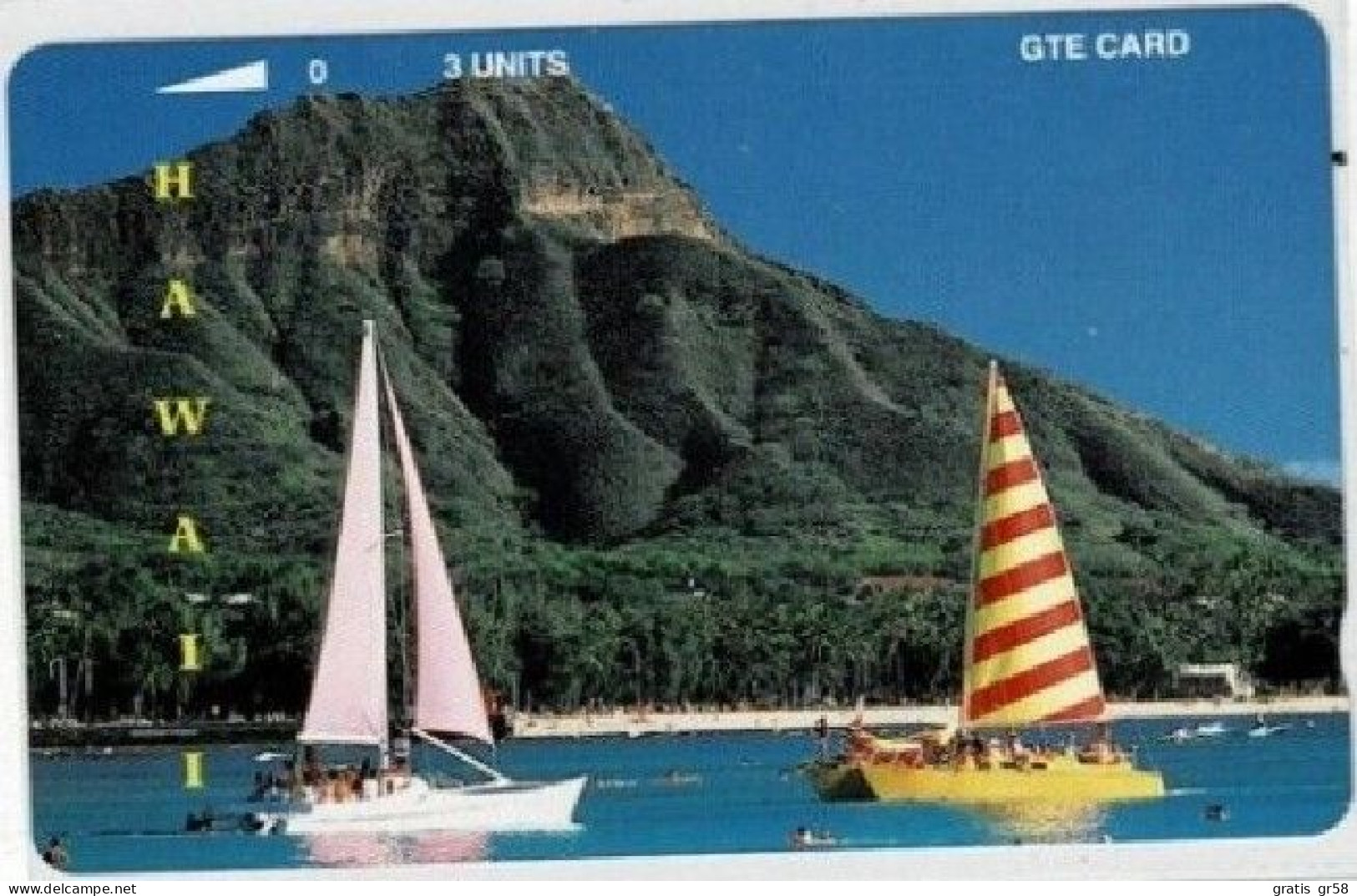 Hawaii - GTH-13, Diamond Head - Sailboats, Sailboats, 3U, 4.000ex, 7/92, Mint - Hawaï