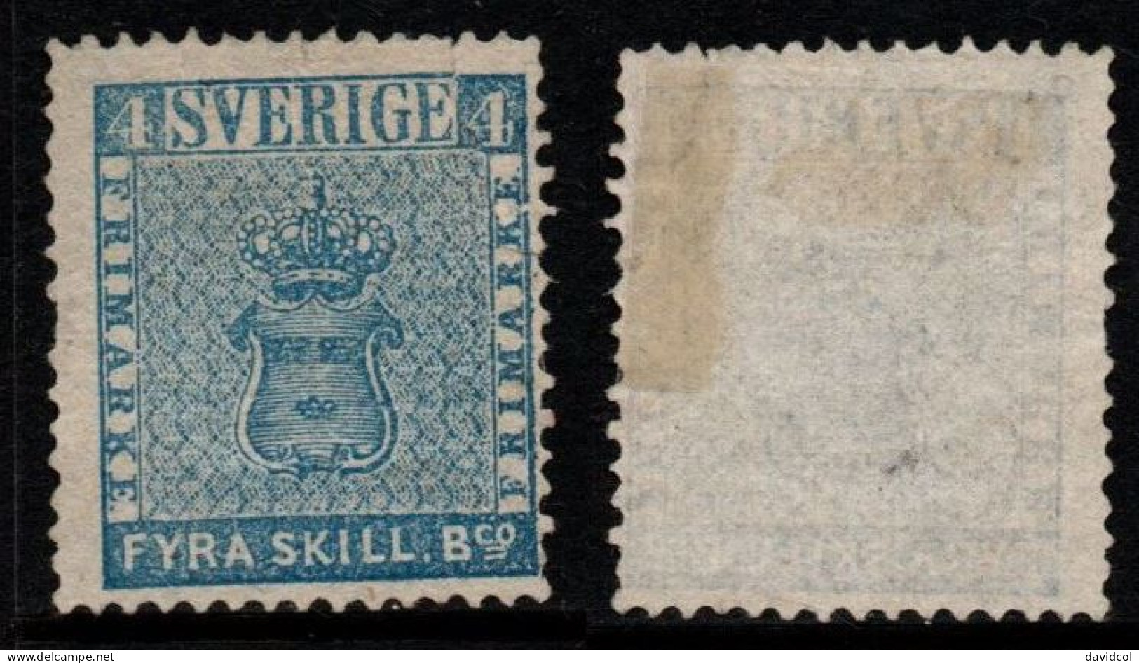 2497B- SWEDEN - 1855 - SC#: 2 - MH - ARMS COAT. SCV: US$ 1125.00 ++ - Unused Stamps