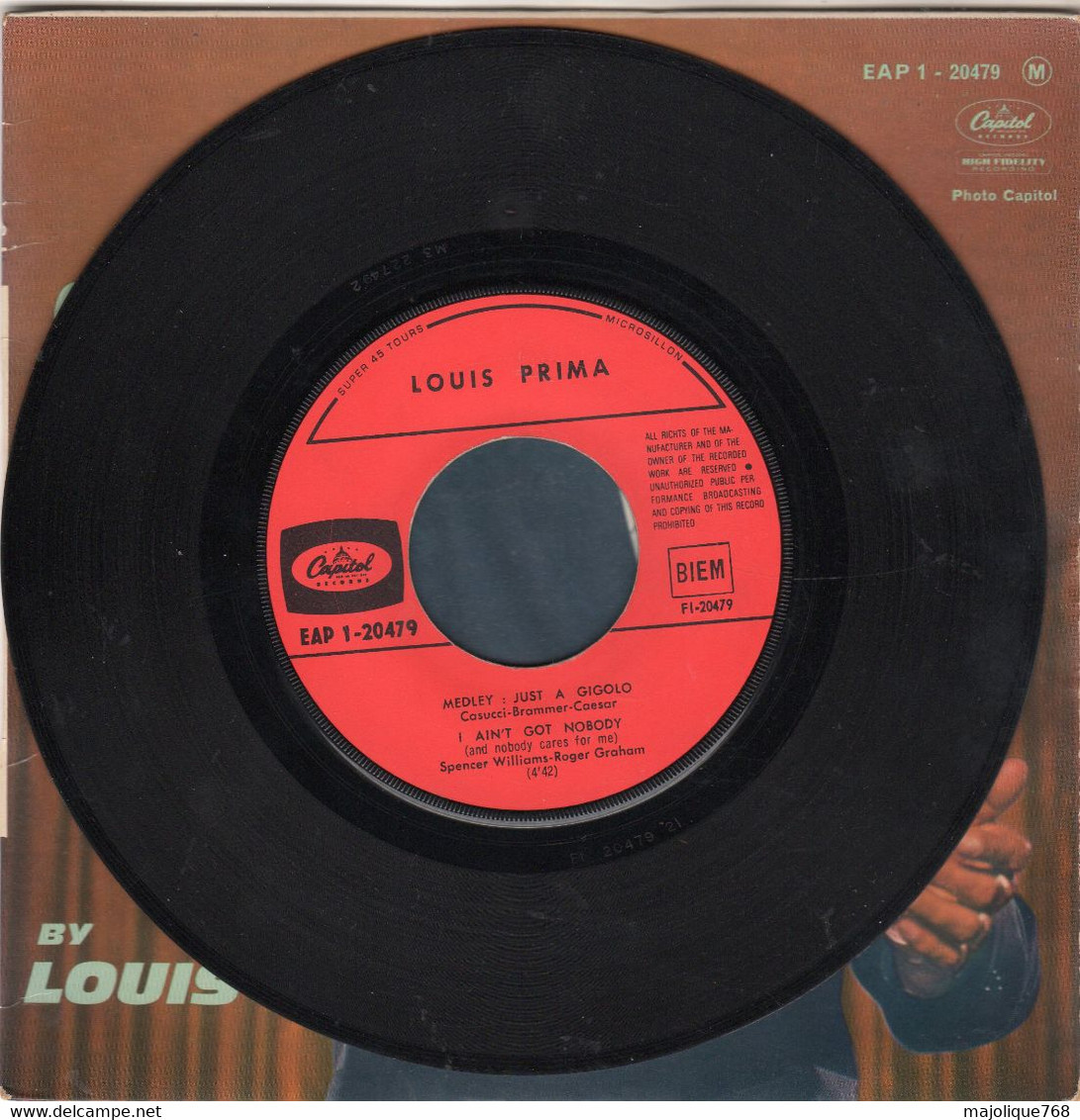 Disque 45T De Louis Prima - Just A Gigolo - Capitol EAP 1 - 20479 - France 1963 - - Jazz