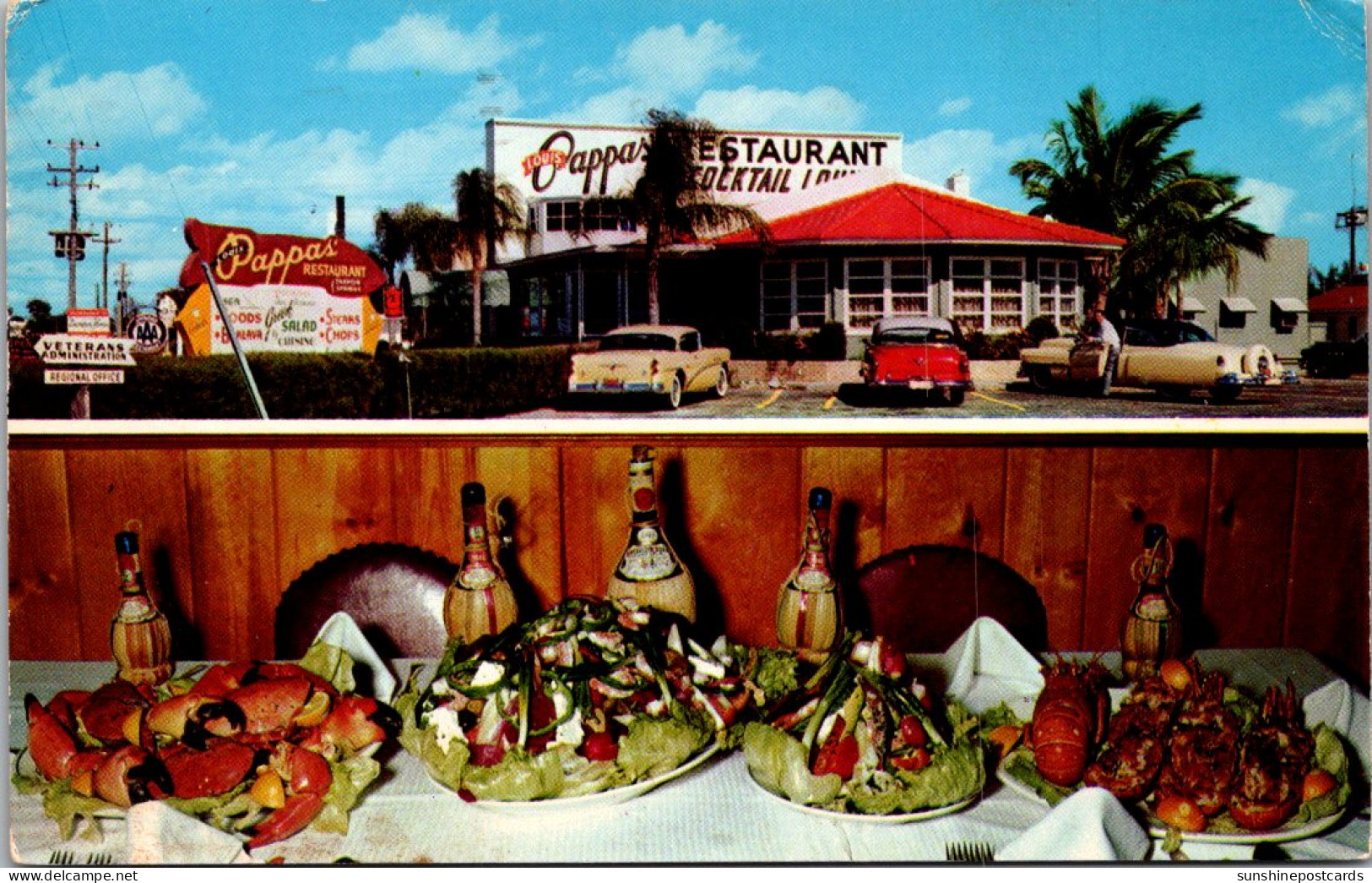 Florida St Petersburg Louis Pappas' Restaurant Split View 1958 - St Petersburg