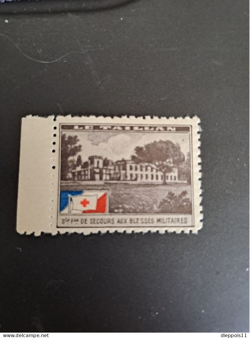 Rare Vignette Croix Rouge SSBM 1913 Château Le Taillan Neuf Avec Gomme - Rode Kruis