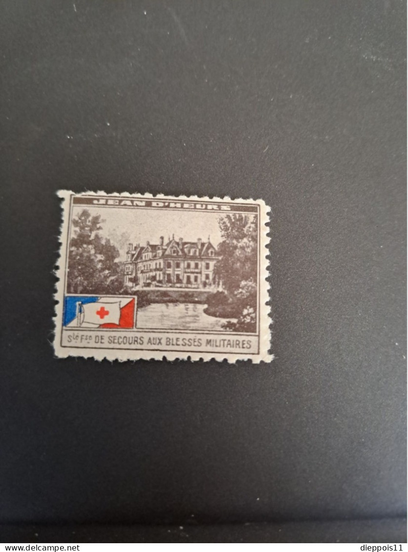 Rare Vignette Croix Rouge SSBM 1913 Château Jean D'Heurs Neuf Avec Gomme - Red Cross