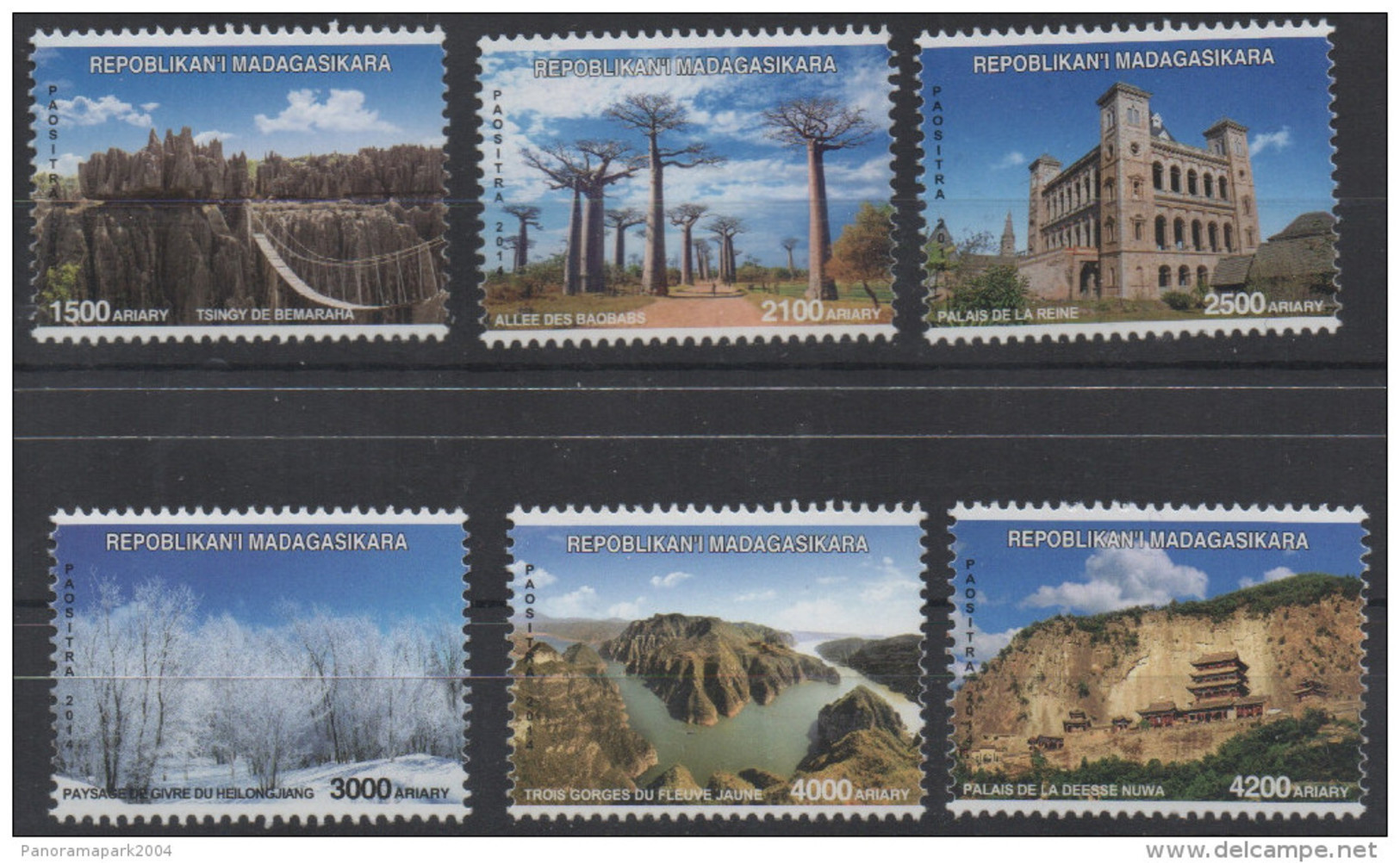 Madagascar Madagaskar 2014 Mi. 2665/2670 China Joint Issue Tsingy Baobab Ranavalona Heilongjiang Trois Gorges ** - Neufs