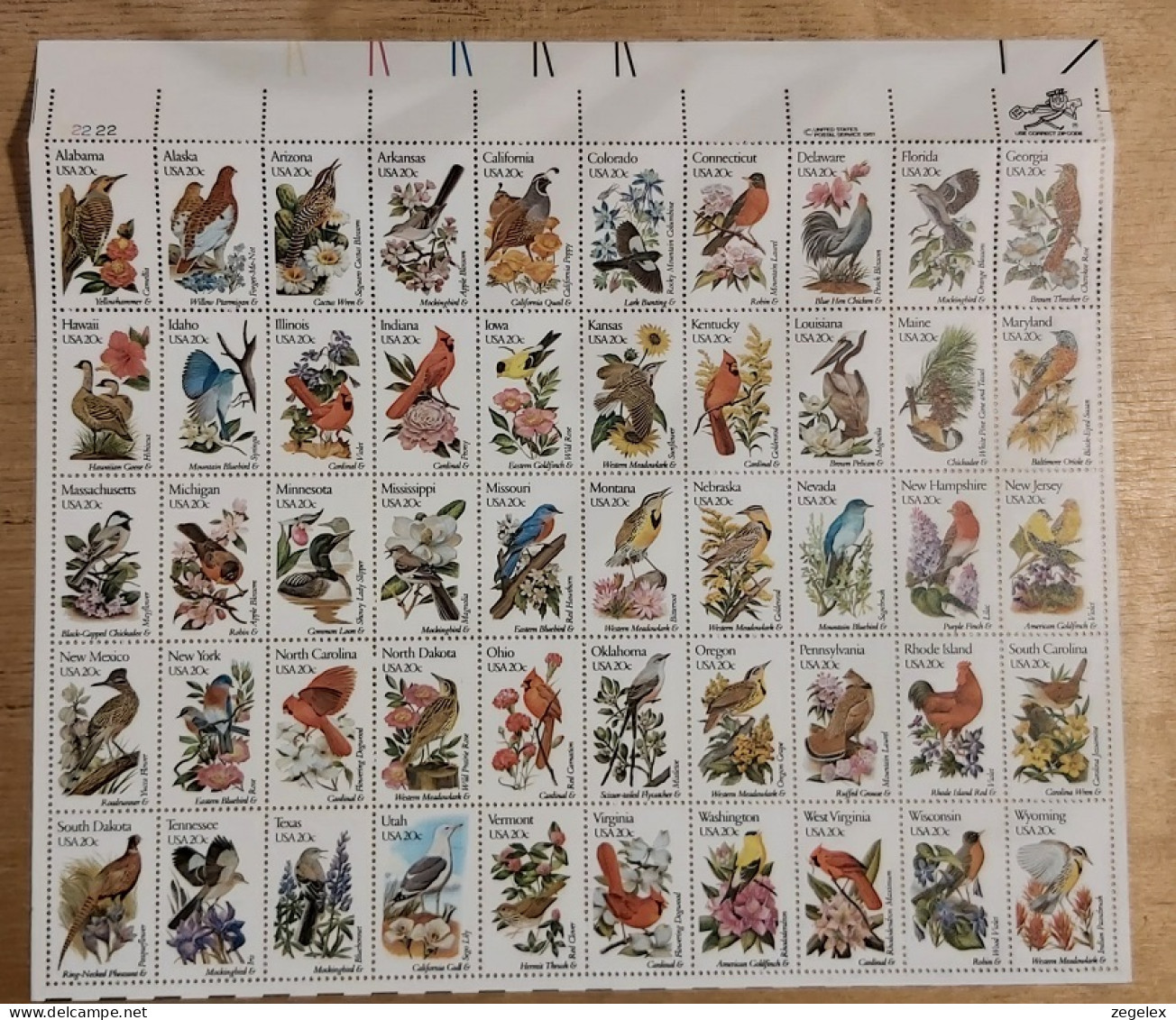 USA 1982 State Birds And Flowers. Sheet Perf 11,25x11.  50 Values.  Scott No. 1953A-2002Ac. - Sheets