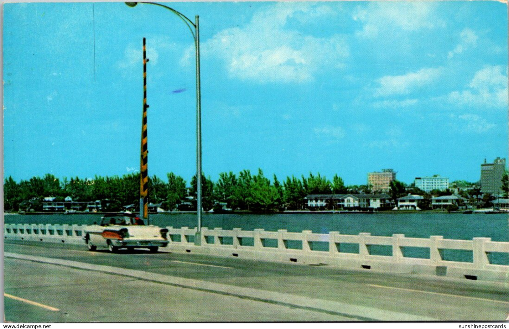 Florida Sarasota Skyline View From New Ringling Causeway 1960 - Sarasota