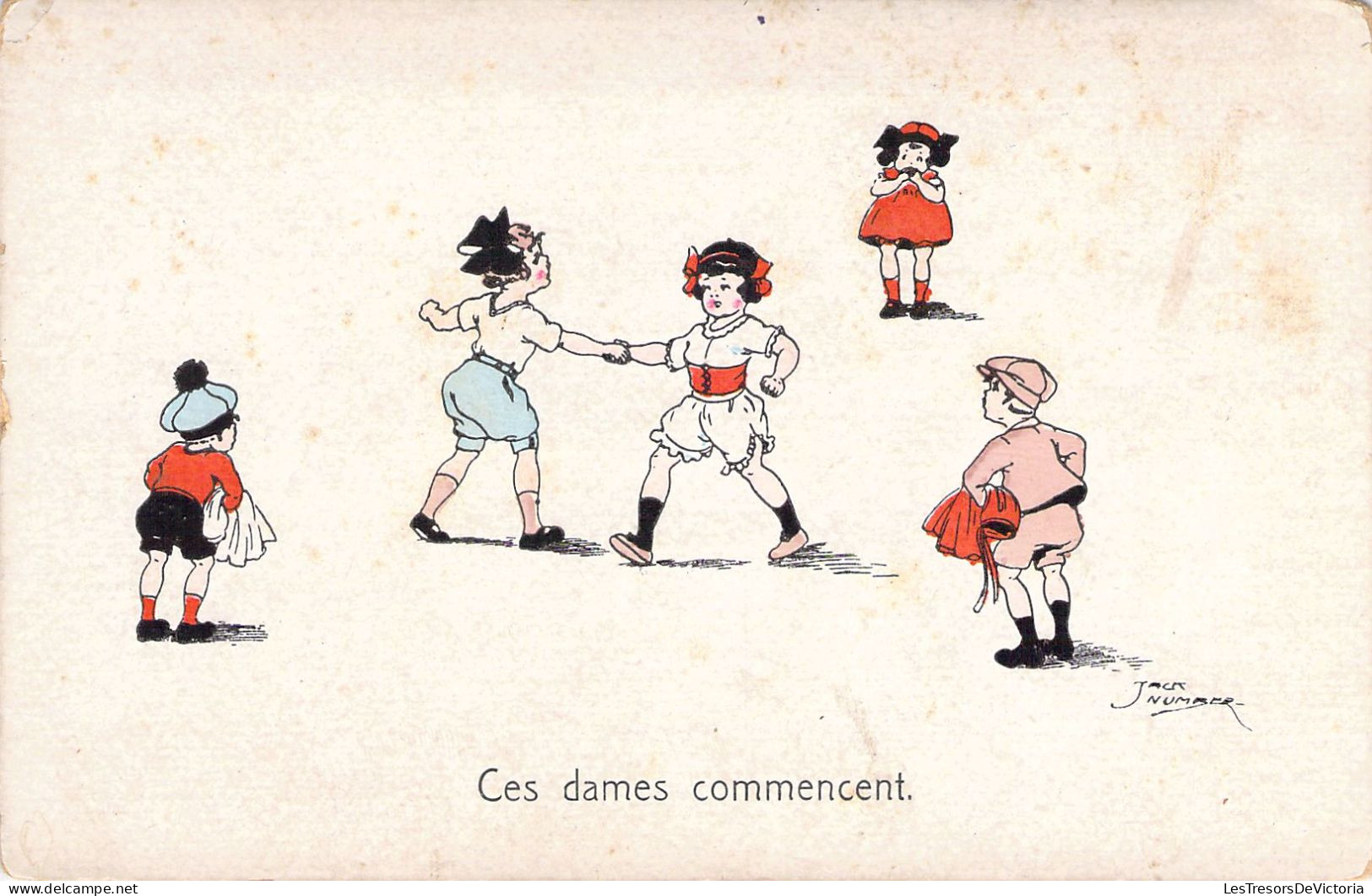 HUMOUR - Ces Dames Commencent - Serrage De Mains - Femmes - Sport - Carte Postale Ancienne - Humour