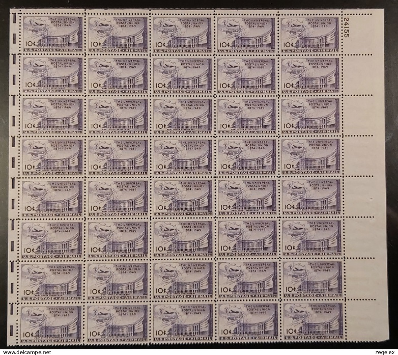 USA 1949 Airmail Universal Postal Union - Sheet Of 40. Postfris MNH** Scott C42 - 1b. 1918-1940 Ungebraucht