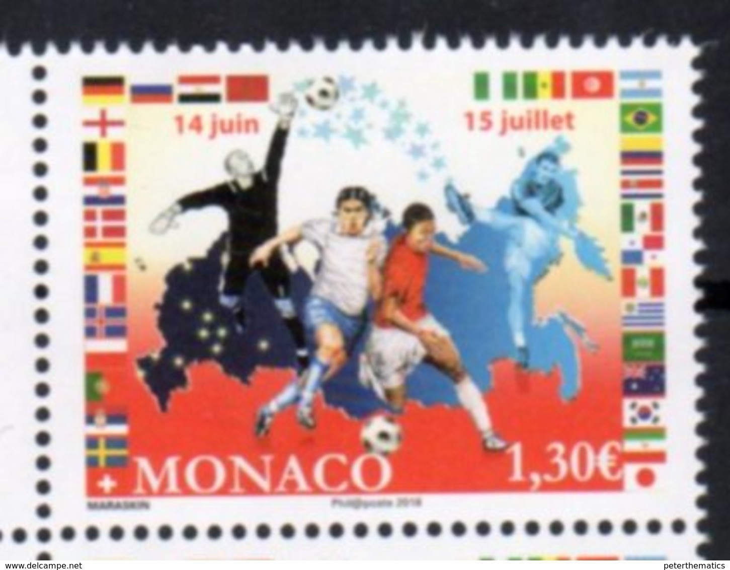 MONACO, 2018, MNH,FOOTBALL, WORLD CUP, RUSSIA 2018, FLAGS, 1v - 2018 – Russia