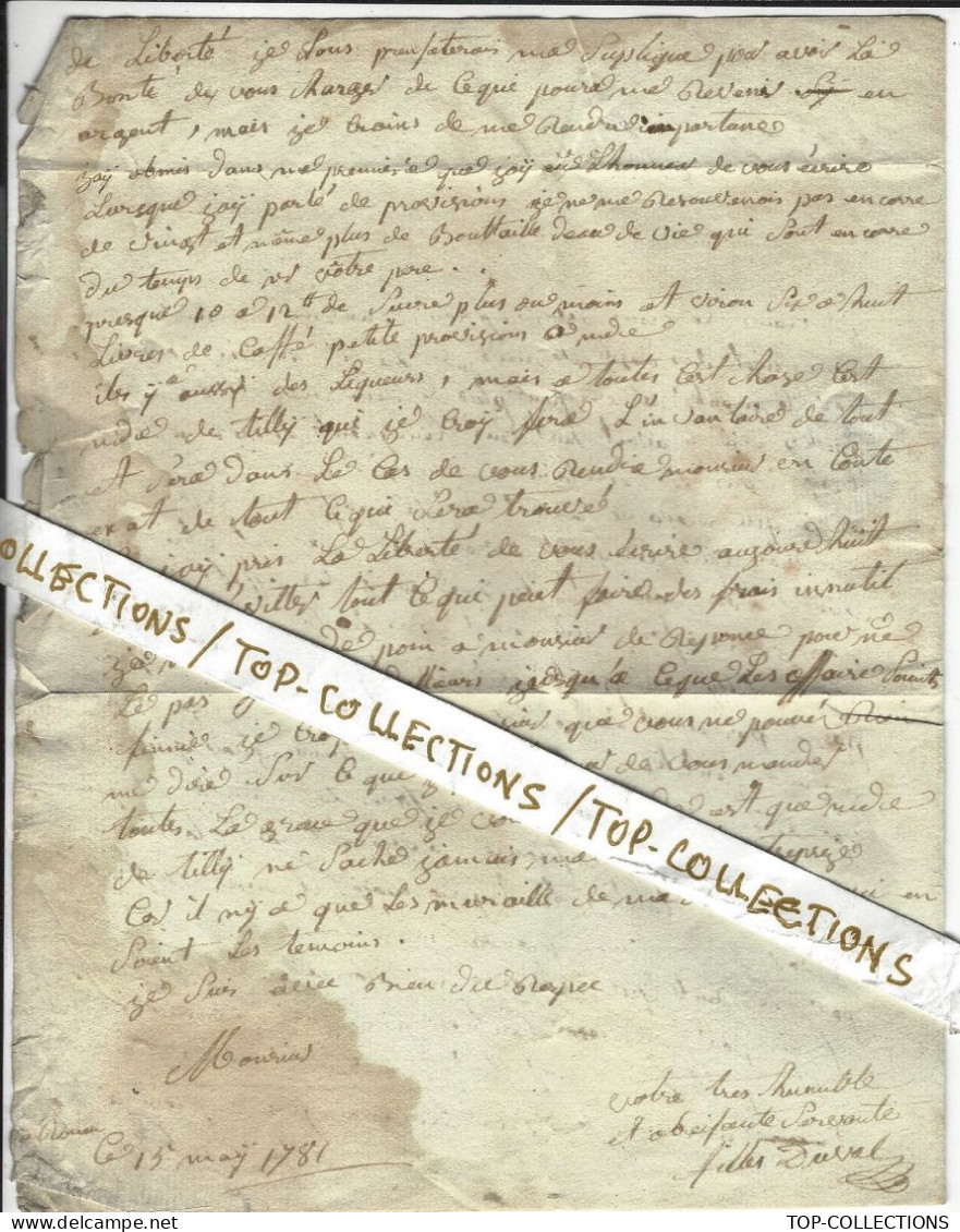 1781 LETTRE AVEC CORRESPONDANCE  NOBLESSE Famille « France De Vaugency » Vogencit  Rouen Pour Paris VOIR HISTORIQUE - Historical Documents