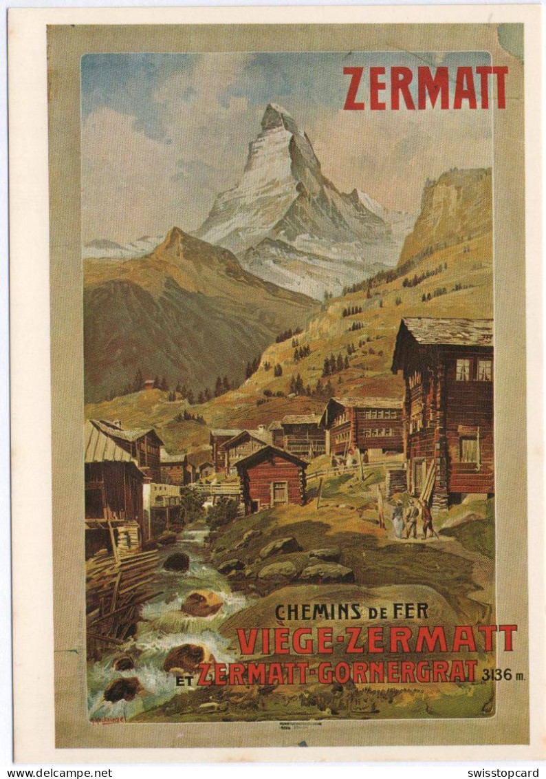 WERBUNG Plakat ZERMATT - Chemin De Fer Viège Zermatt 1898 Visp-Zermatt-Bahn - Viège