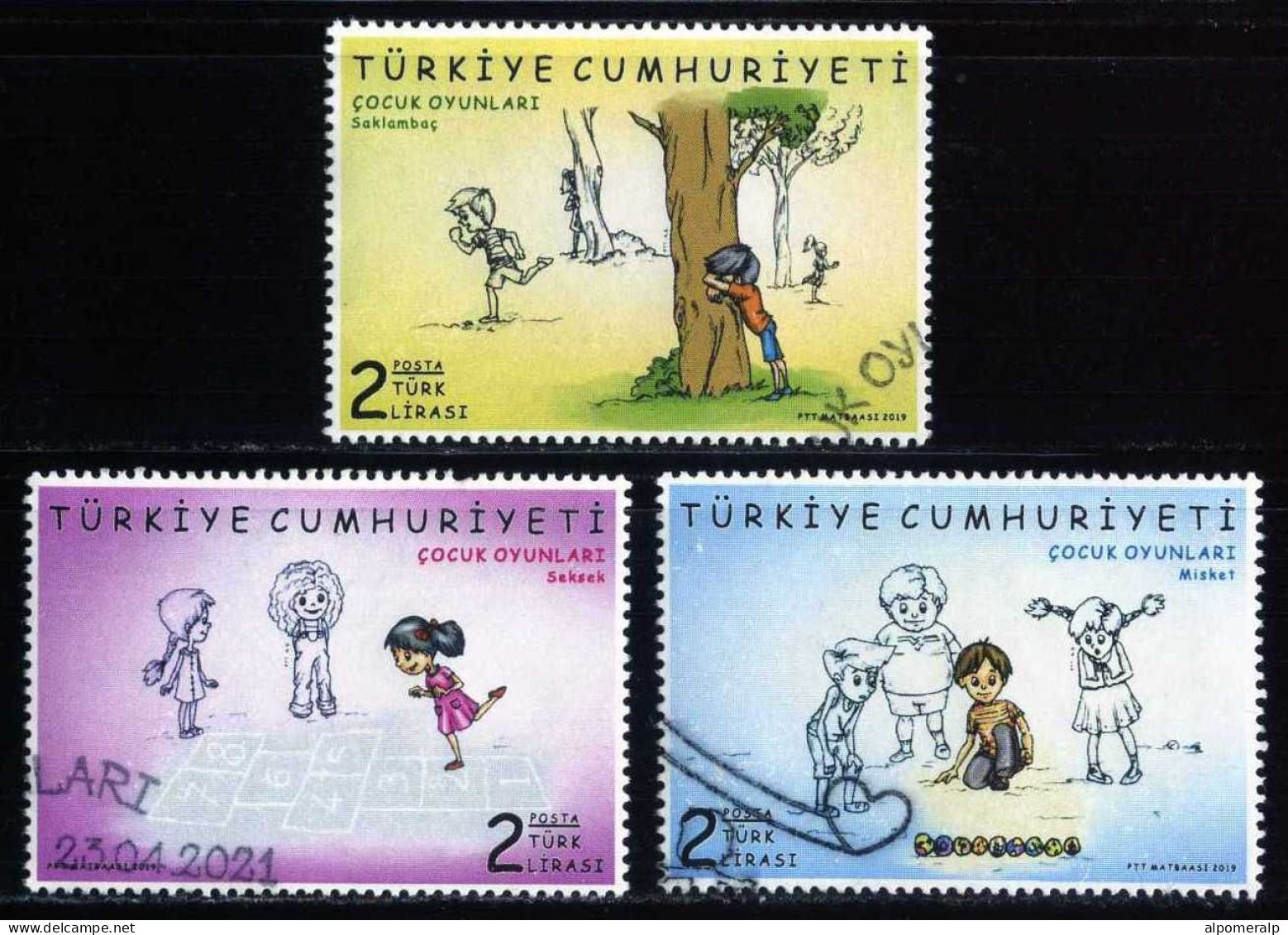 Türkiye 2019 Mi 4487-4489 Children's Games: Hide & Seek, Hopscotch, Marbles | Children's Play, Kid Games - Usados