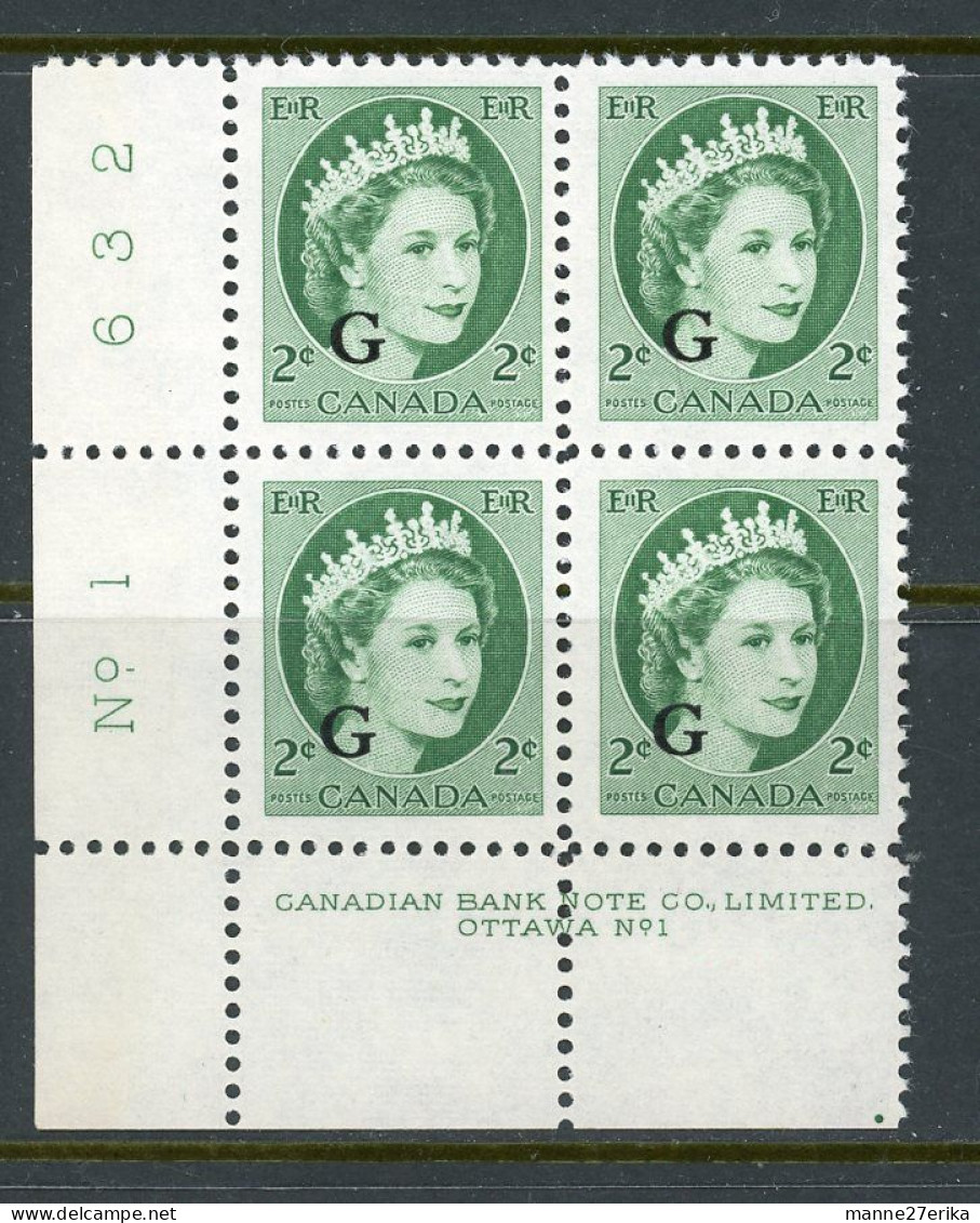 -Canada-1955- "Queen Elisabeth II"  MNH **  Overprinted 'G' - Aufdrucksausgaben